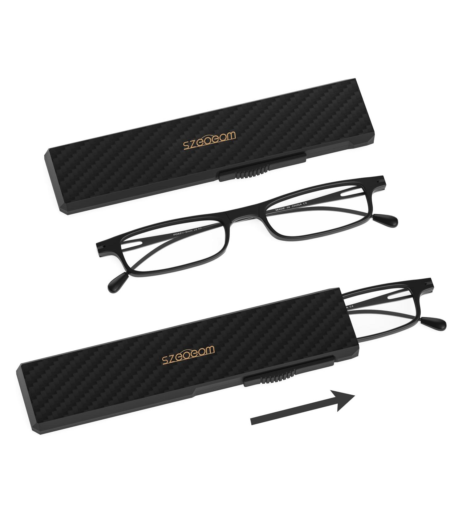 Buy Szeoeom Ultra-Thin Foldable Reading Glasses for Men & Women - Lightweight TR90 Portable & Compact Black +2.0 Diopters - Buy Online on GoSupps.com