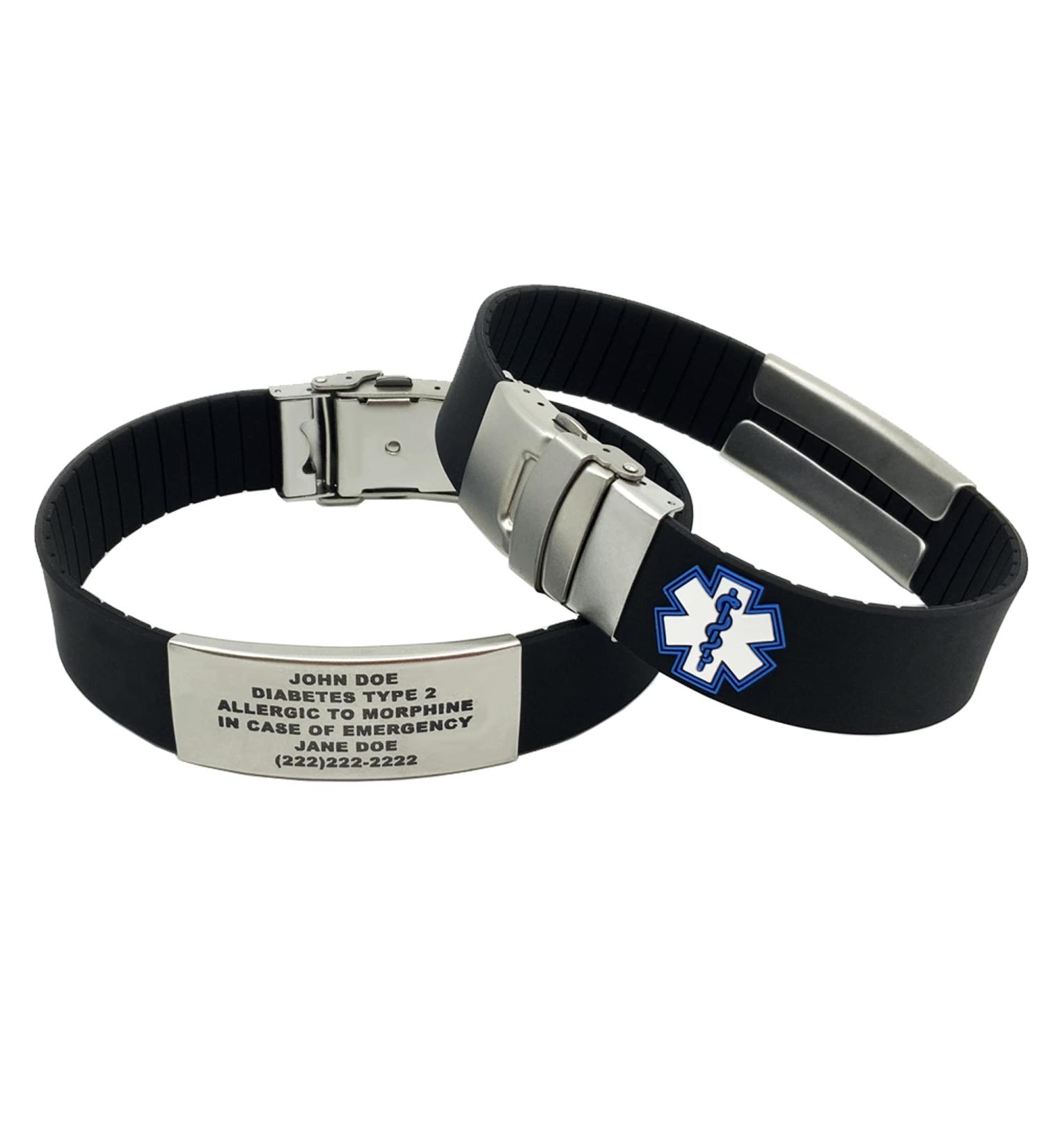 Medical Alert Bracelets for Men & Women | Cut-to-Size Silicone ID Bracelets (5.75 - 8.5) - Shop Now - Buy Online on GoSupps.com