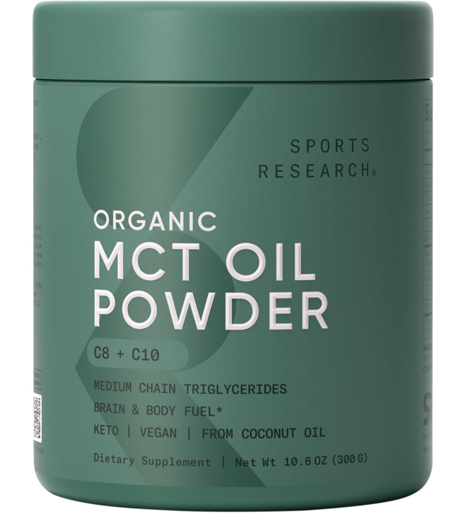 Sports Research Organic MCT Oil Powder Unflavored - 10.6 oz (300 g) for Energy & Focus - Buy Online on GoSupps.com