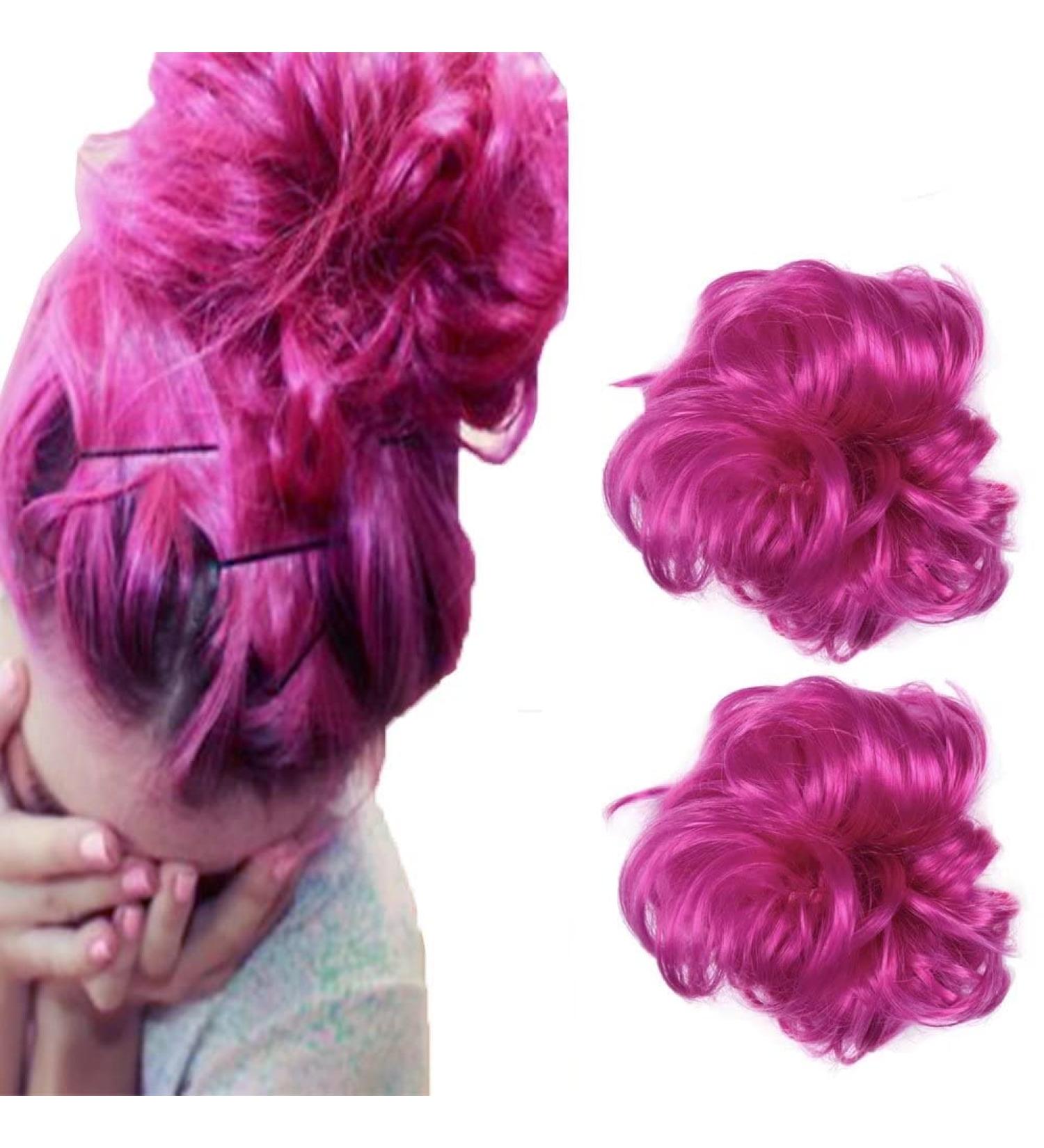 iLUU Hot Pink Messy Hair Bun Chignons Extensions for Women - 2pcs #8D - Buy Online on GoSupps.com