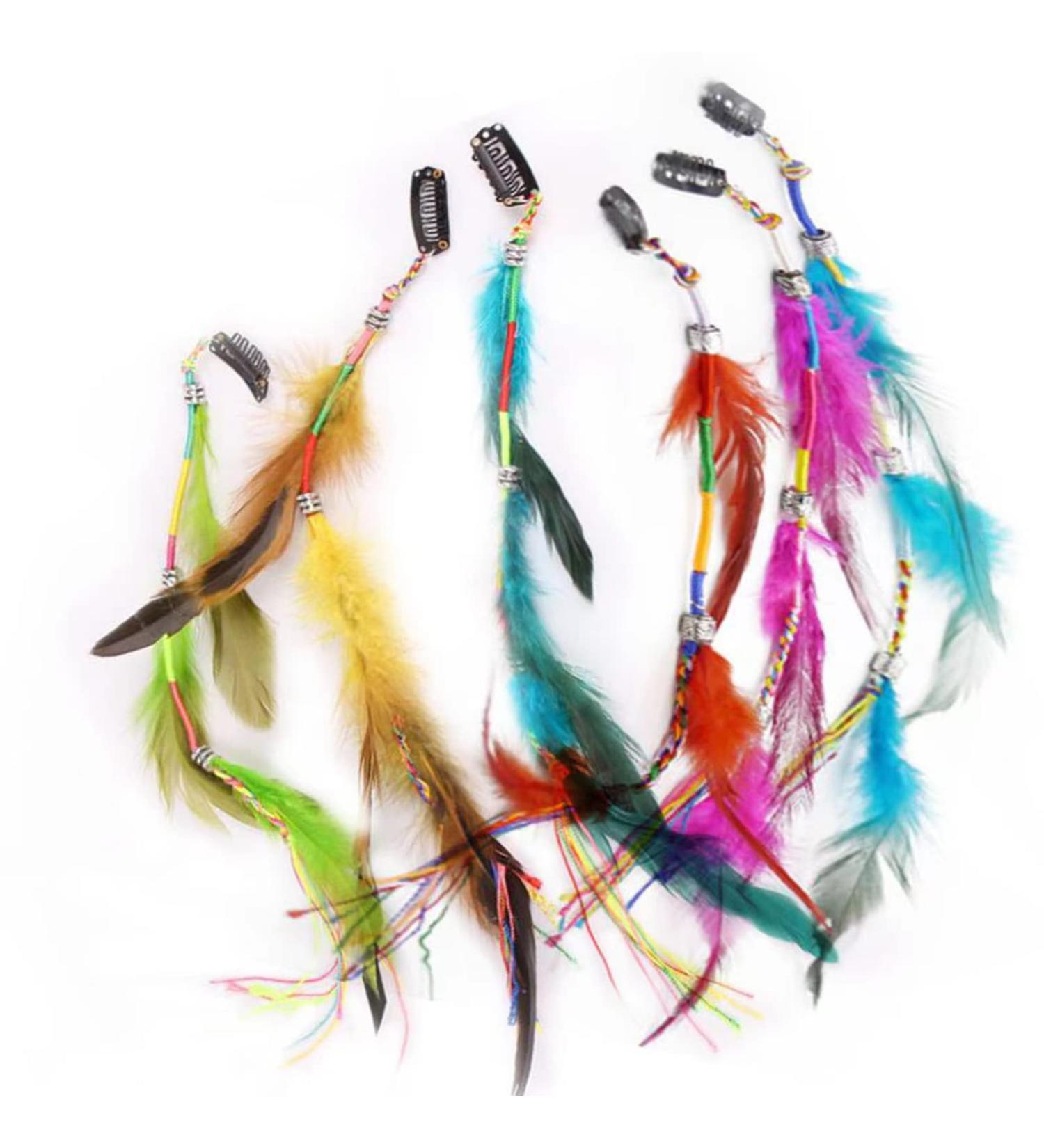 6 Pcs Handmade Boho Hippie Feather Clip Pirate Hair Accessories for Girls Women - Buy Online on GoSupps.com
