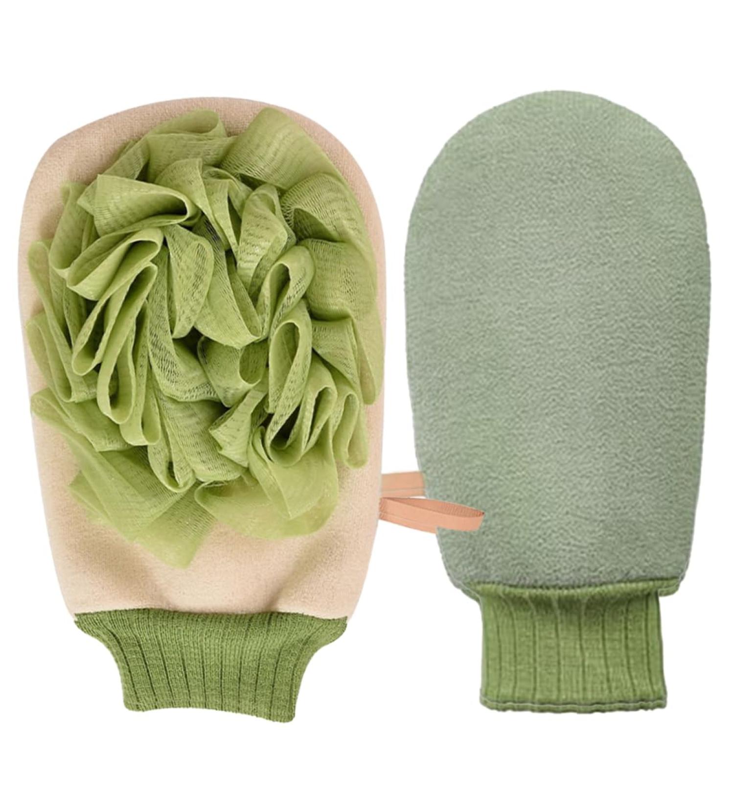 Exfoliating Shower Scrub Gloves - 2pcs Dead Skin Remover Mitts for Home Spa | Double-Sided Body Massage & Exfoliation - Buy Online on GoSupps.com