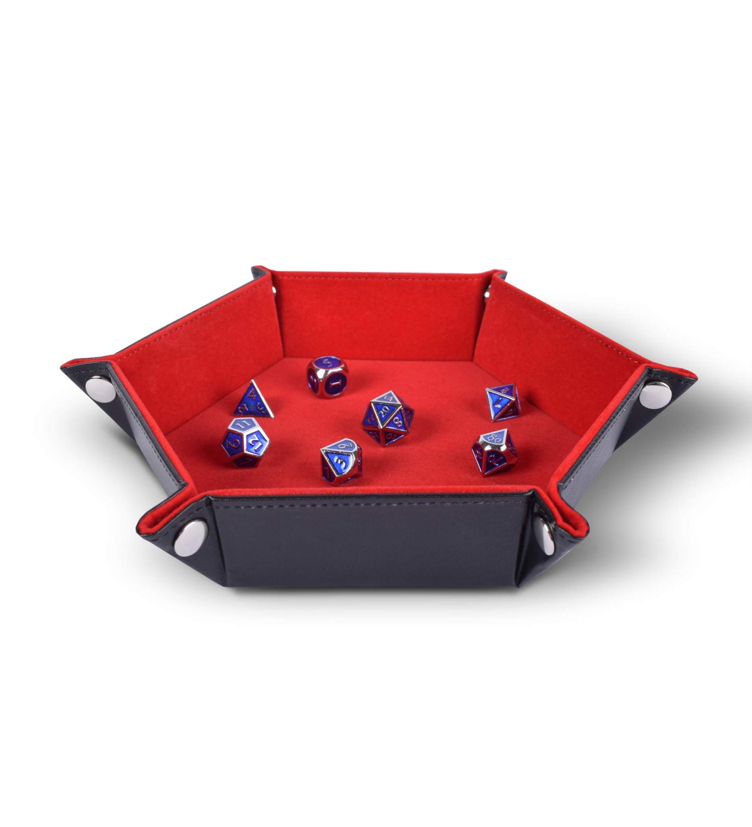 RNK Gaming Folding Hexagon Dice Tray - PU Leather & Red Velvet for DND Games - Buy Online on GoSupps.com