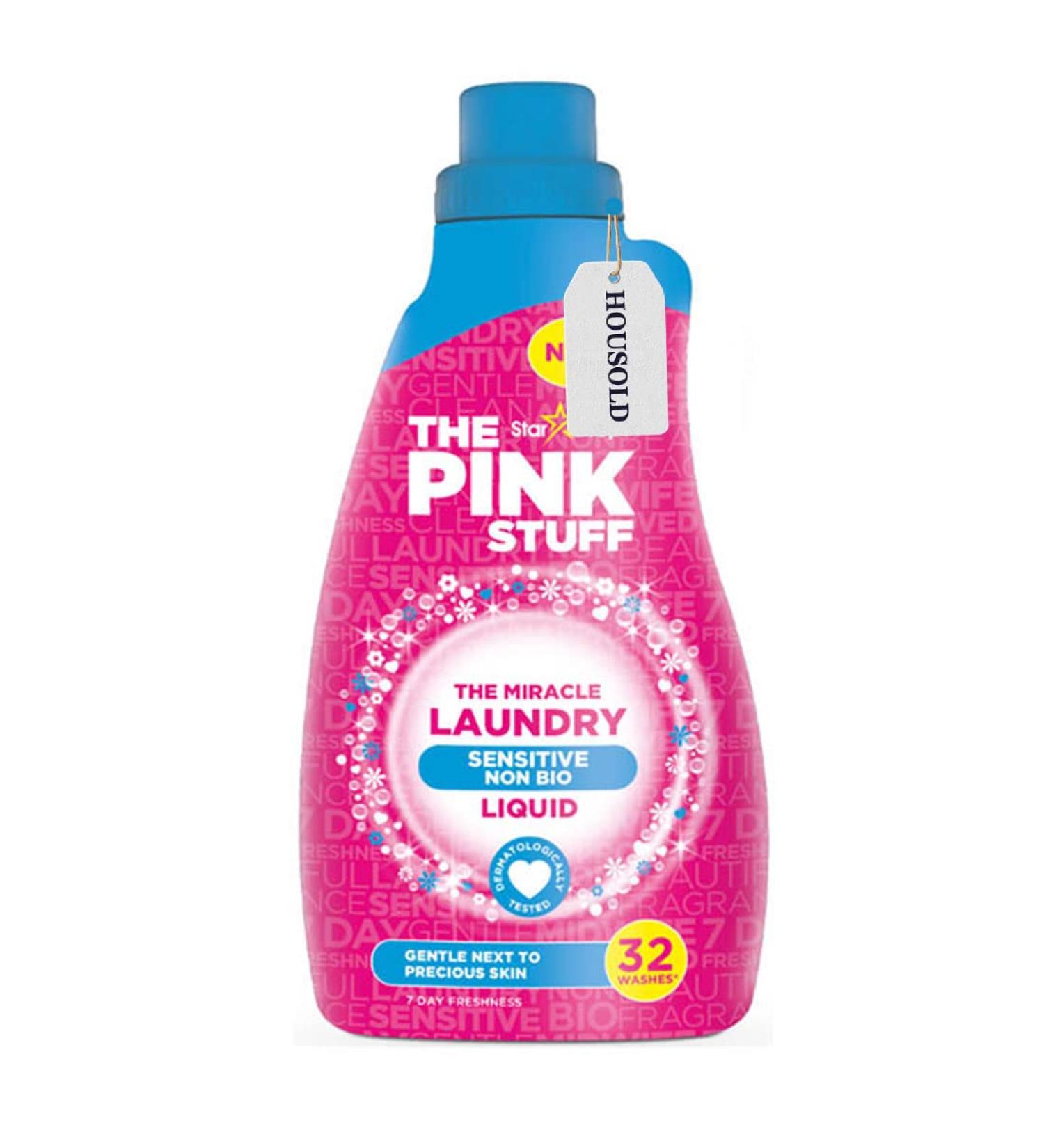 Housold 960ml Pink Stuff The Miracle Laundry Liquid Sensitive Non-Bio Carefully Formulated to Remove Stains with Fresh and Fruity Fragrance (Pack of 1) - Buy Online on GoSupps.com