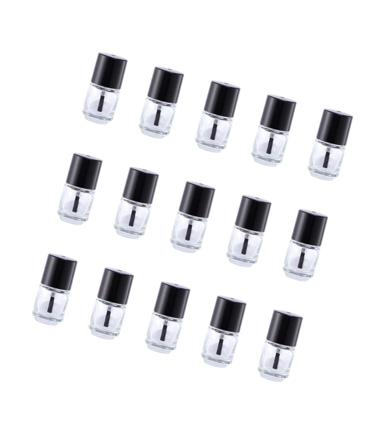 Solustre 15Pcs 5ml Refillable Empty Nail Polish Bottles with Brush - Transparent Glass Nail Art Containers for DIY Manicure - Buy Online on GoSupps.com