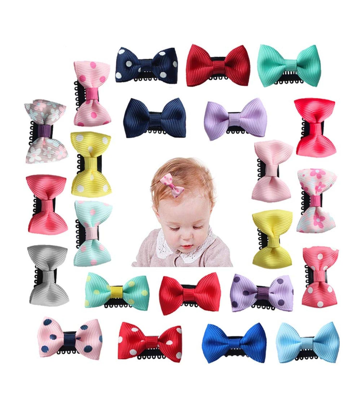 23-Piece Baby Hair Clips Set | Mini Grosgrain Ribbon Bows for Girls Toddlers & Newborns Perfect for All Hairstyles - Buy Online on GoSupps.com