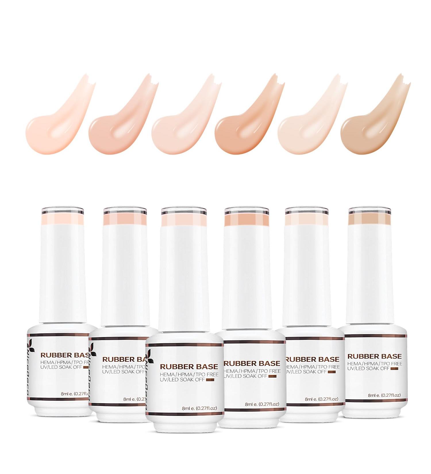 Nicedeco 6-Color Rubber Base Gel Set | 8ml HEMA-Free Soak Off Nail Gel | International Shipping - Buy Online on GoSupps.com