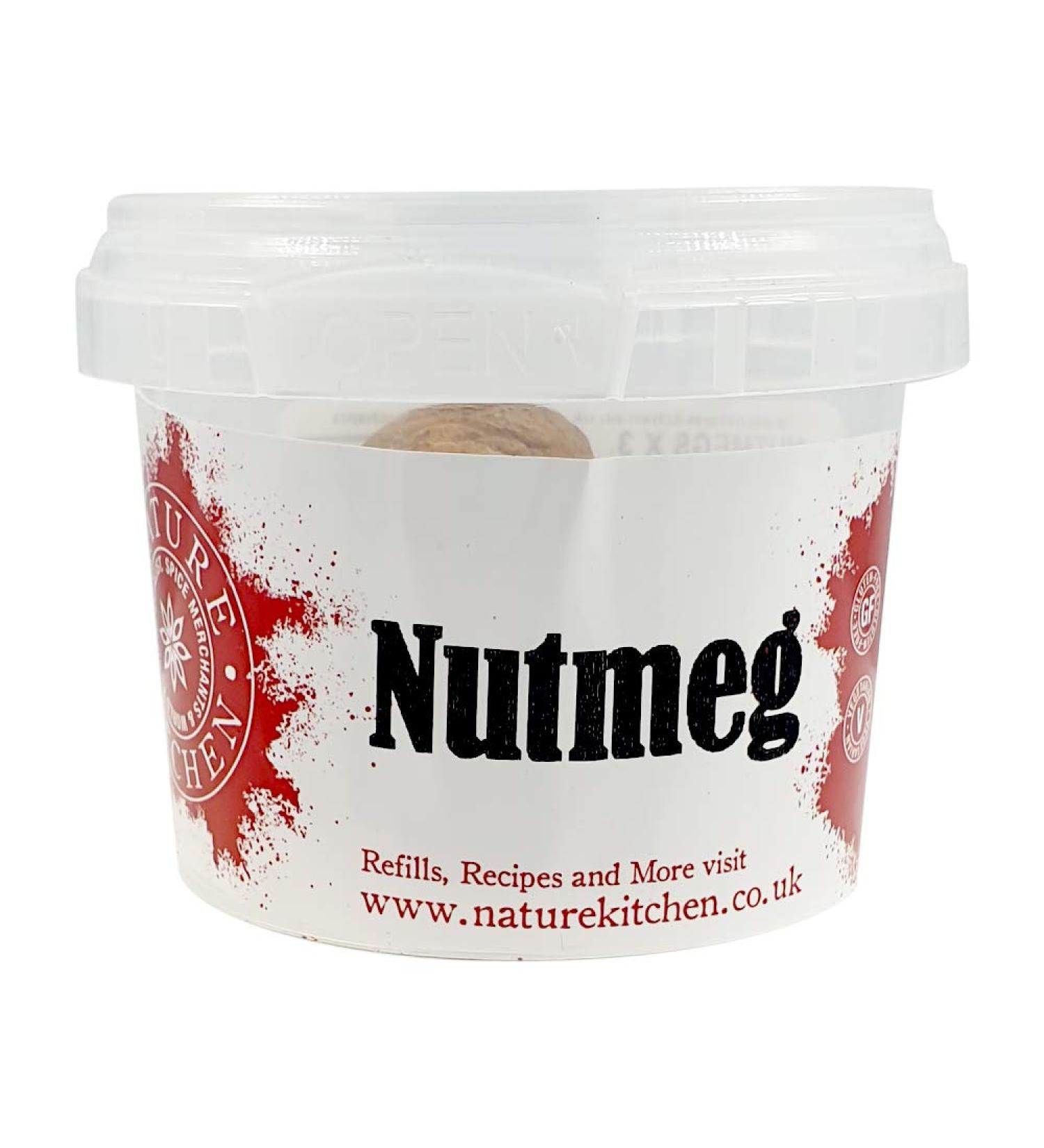 Nature Kitchen Nutmeg Whole 24 Nuts Pot - Gluten-Free Vegan Seasoning Spices for Everyday Cooking, Marinades, Sauces, Baking, Grilling - Buy Online on GoSupps.com