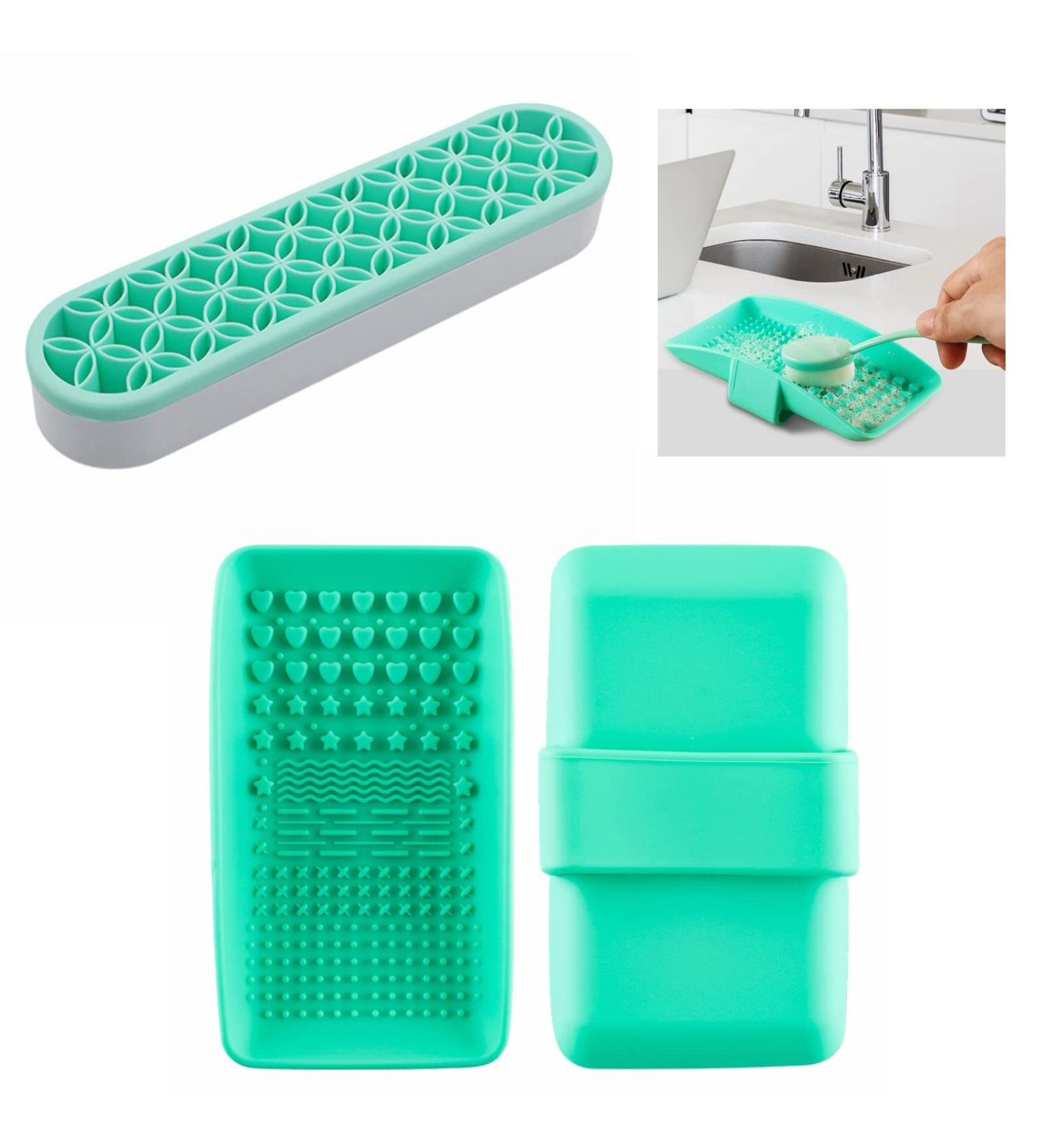 Portable Textured Brush Cleaner Palette - Silicone Mat & Holder Set for Mess-Free Washing | Eco-Friendly & Cruelty-Free Tool for Brush Care - Buy Online on GoSupps.com