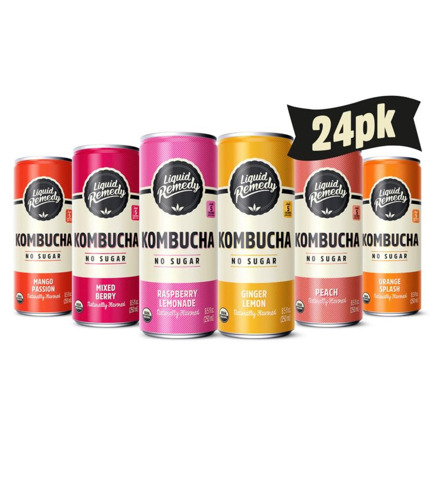 Remedy Kombucha Sugar Free Organic Drink - Variety Pack - Pack of 24 - 8.5 Fl Oz. - Buy Online on GoSupps.com