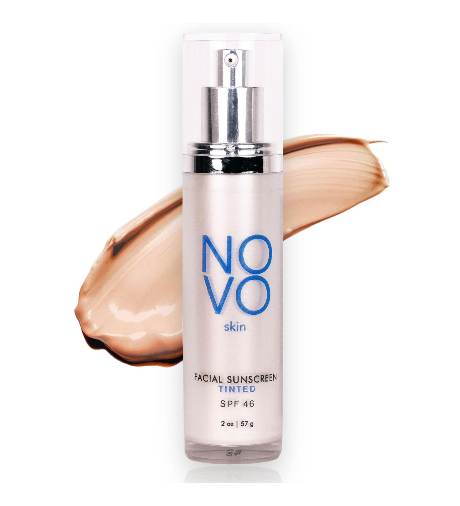 NOVO Tinted Moisturizer SPF 46 - 2.0 fl oz | Primer + Face Sunscreen | Glow-Boosting Formula with Hyaluronic Acid & Niacinamide | Lightweight & Oil-Free - Buy Online on GoSupps.com
