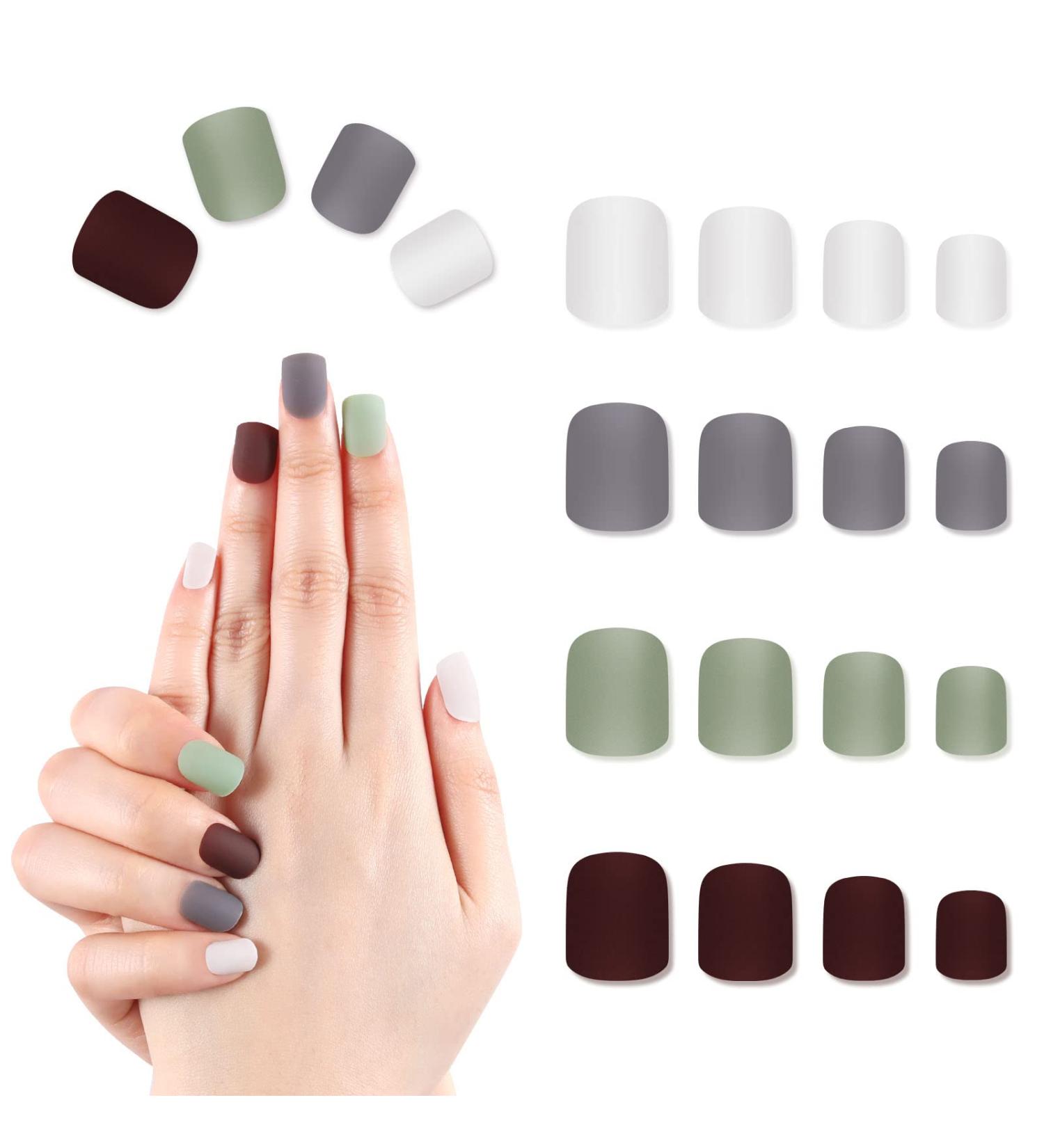 Siusiu 96 pcs Space Colorful Acrylic Press-On Nails - Matte Short False Tips for Women & Girls | Perfect for DIY Nail Art - Buy Online on GoSupps.com