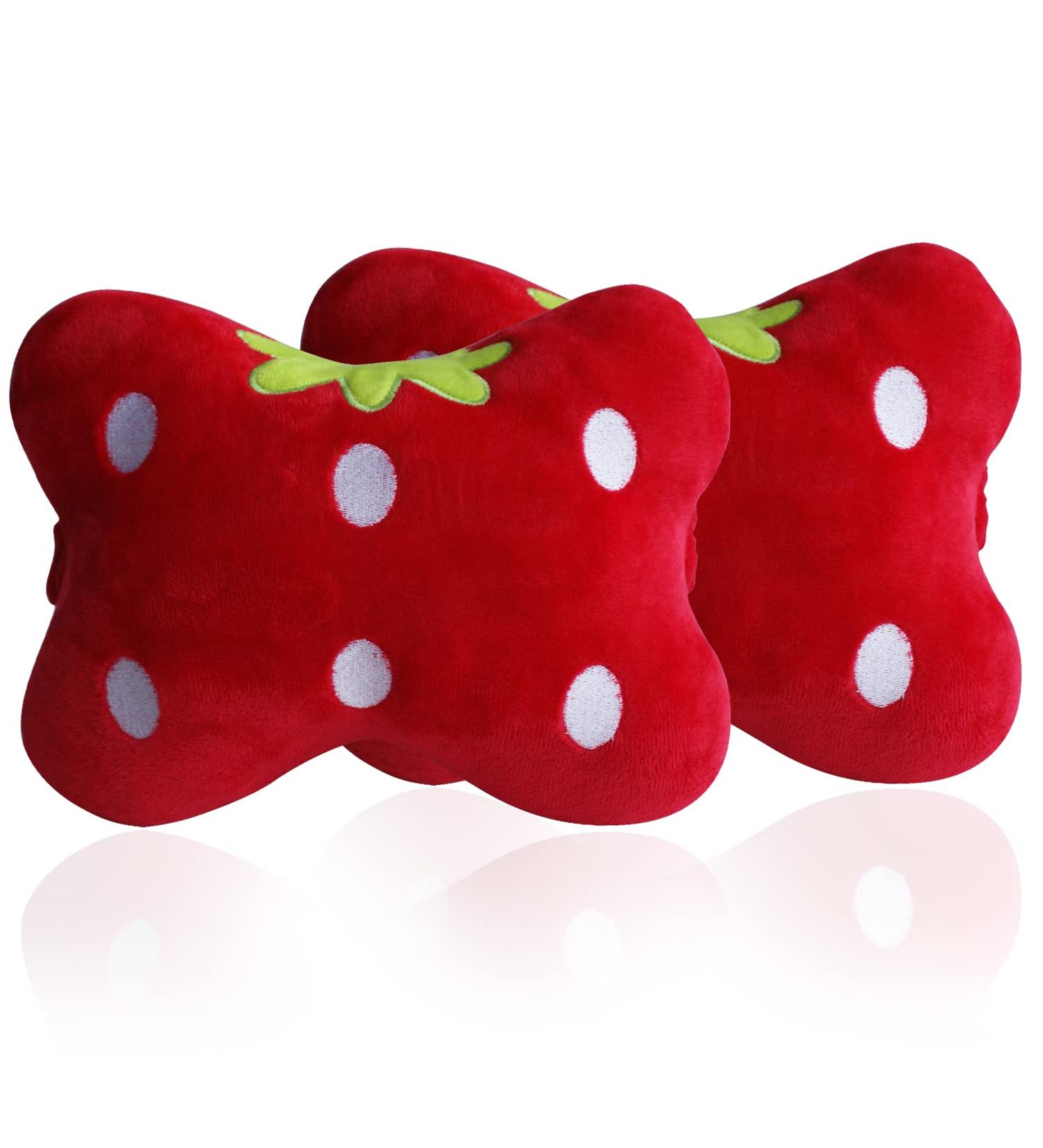 MissSoul 2Pcs Cute Red Strawberry Car Neck Pillows - Soft Comfortable Headrest Cushions for Driving - Buy Online on GoSupps.com