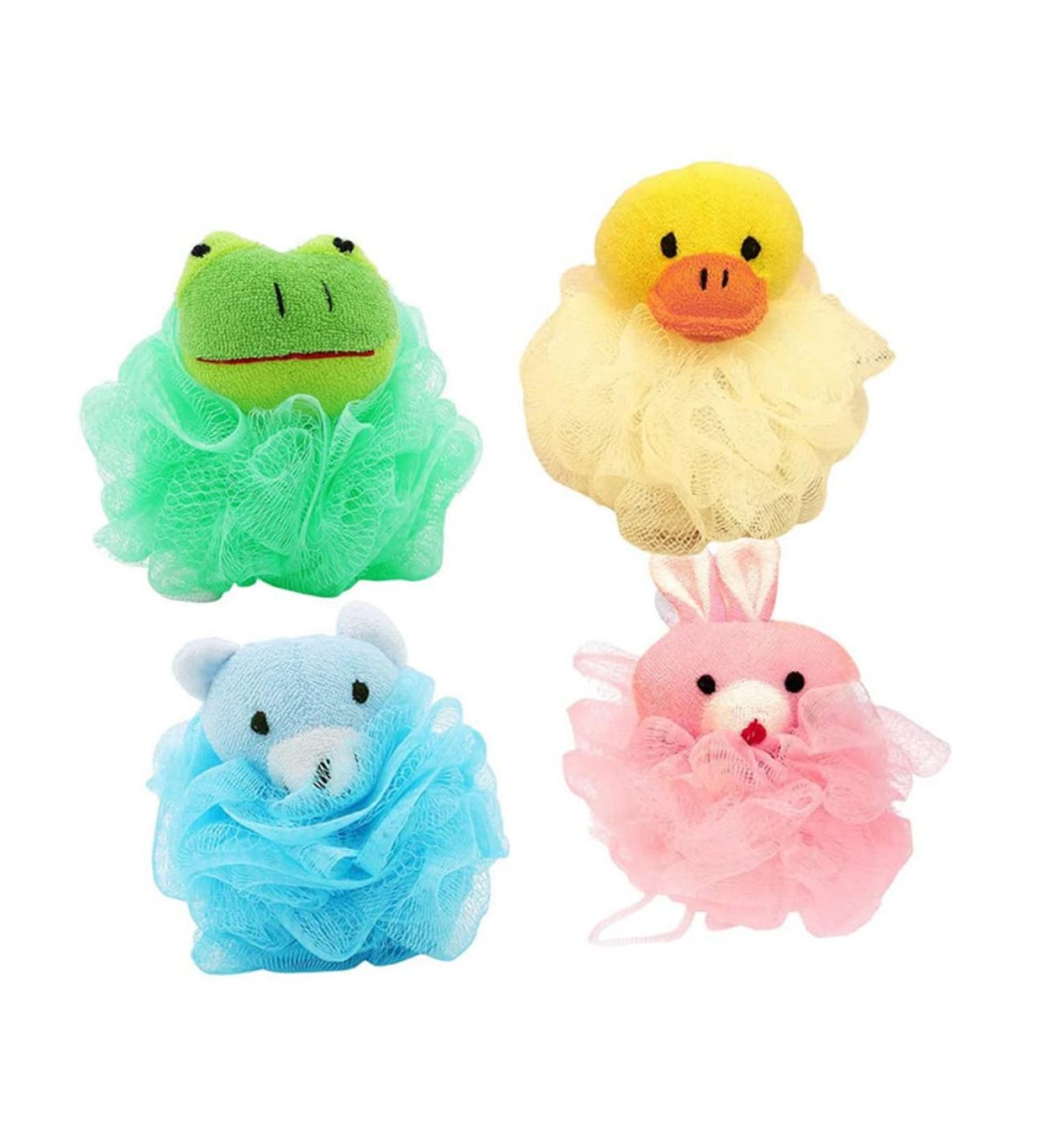 FRCOLOR 4pcs Bath Flower Sponges - Kids Loofah & Shower Puff for Fun Bathing & Cleaning - Buy Online on GoSupps.com