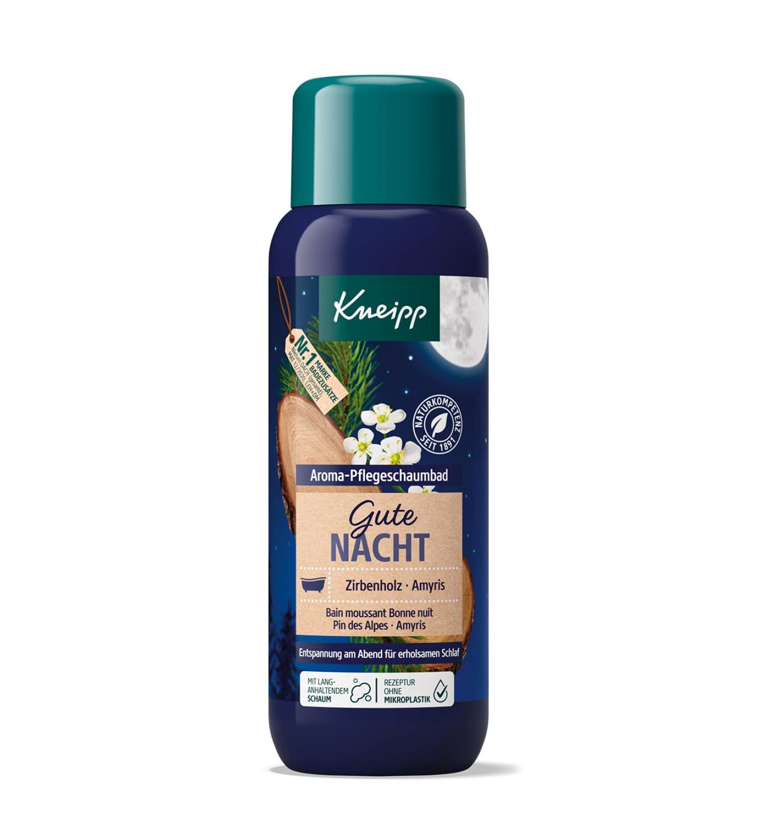 Kneipp Aroma Care Foam - Good Night Bathing Additive with Essential Oils | Stone Pine & Amyris for Relaxing Sleep | 400ml - Pure Relaxation - Buy Online on GoSupps.com