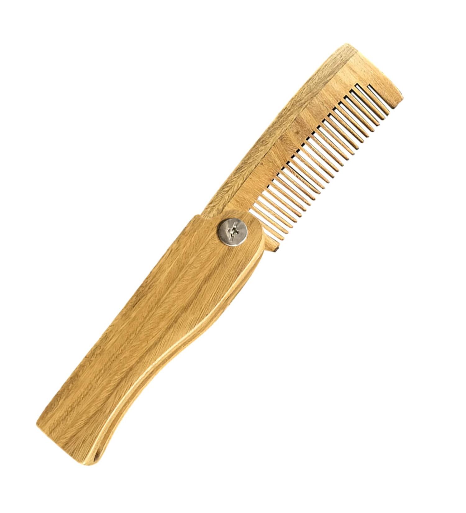 Premium Sandalwood Folding Beard Comb for Men | Antistatic Eco-Friendly & Perfect for Grooming - Buy Online on GoSupps.com