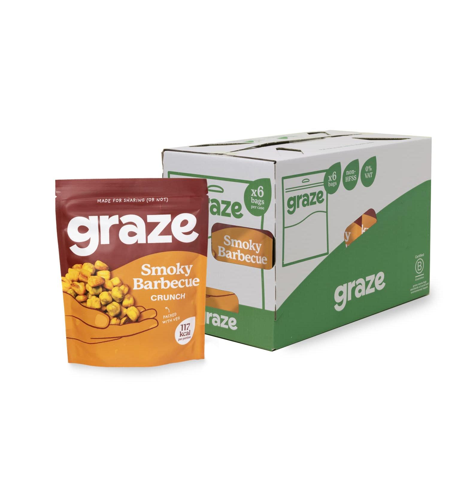 Graze BBQ Healthy Snacks, 100g x 6 Bags - Vegan, Alternative to Crisps, Mixed Nuts & Pretzels - Buy Online on GoSupps.com