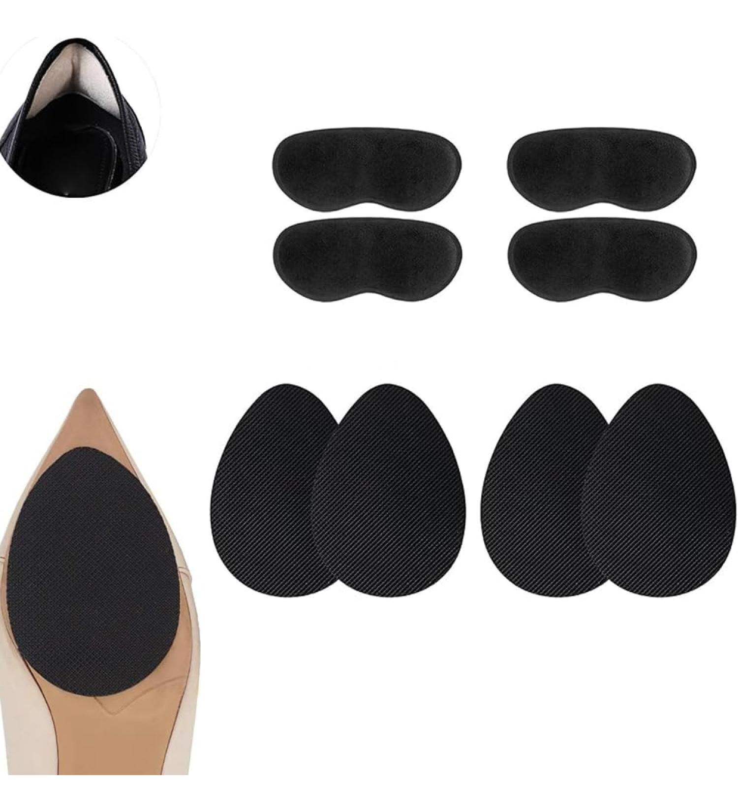 Non-Slip Rubber Sole Protectors for Ladies High Heels & Leather Shoes - 4 Pairs (Black) | Best International Shipping - Buy Online on GoSupps.com