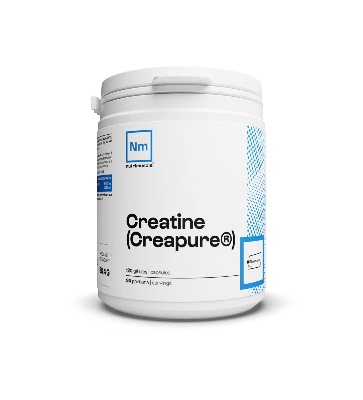 100% Pure Creatine Creatine Monohydrate Creapure Muscle & Strength Gaining Men's Bodybuilding Ideal Supplement with Whey Protein | Nutrimuscle | 120 Capsules - Buy Online on GoSupps.com