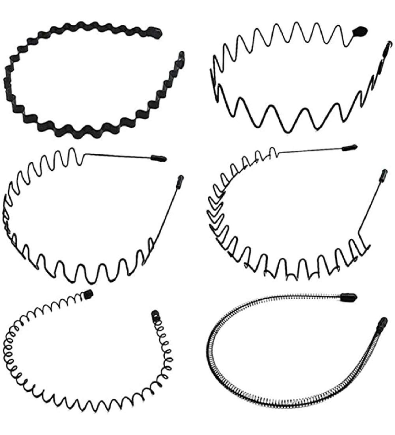 6 Pieces Men's Black Wavy Metal Hoop Hairbands - Stylish Headband Accessories for All Occasions - Buy Online on GoSupps.com
