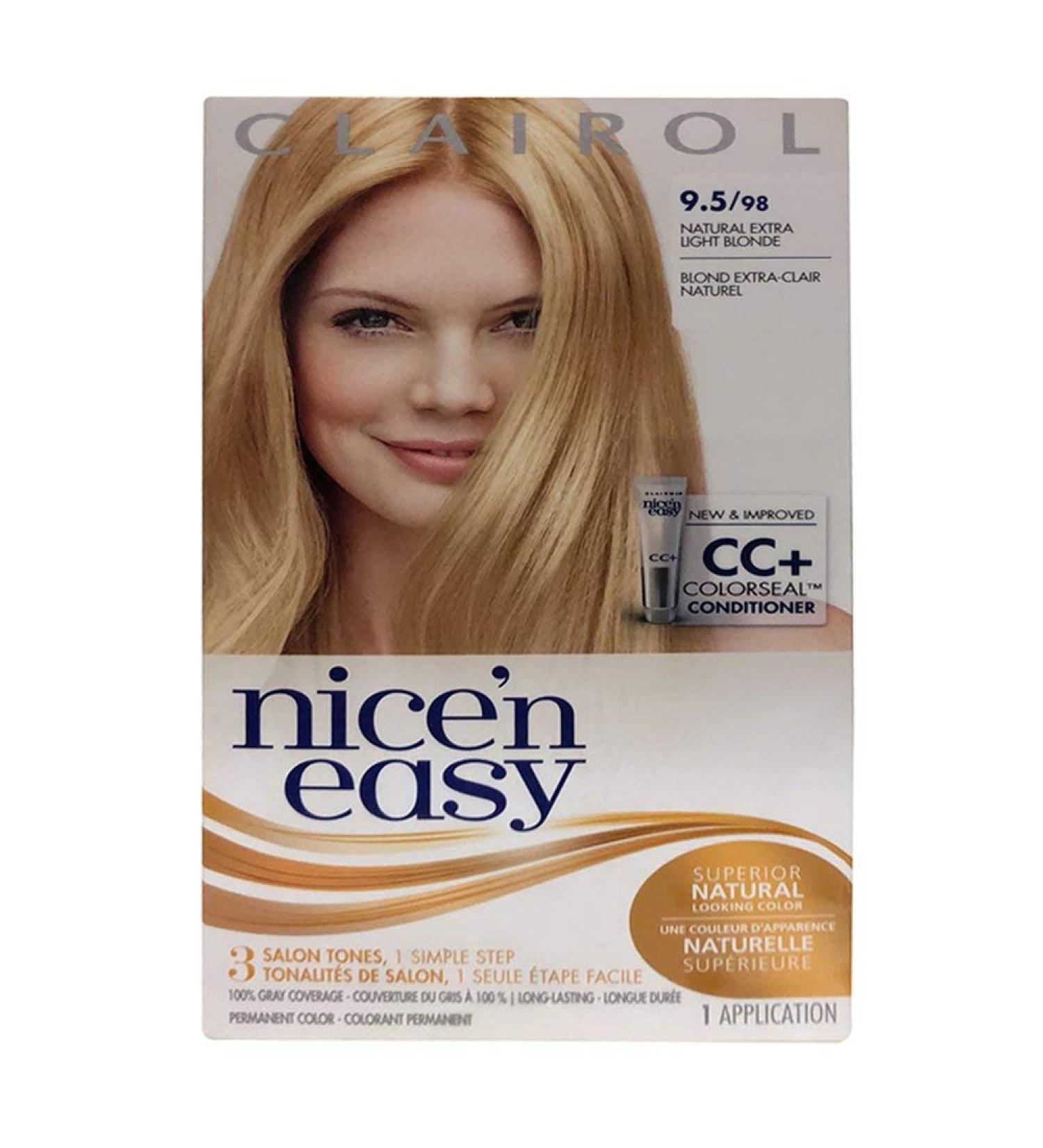 Clairol Nice & Easy Hair Color Treatment #98 Size 1 Kit Natural Extra Light Neutral Blonde 98 for Normal Hair Cream Compostable Female