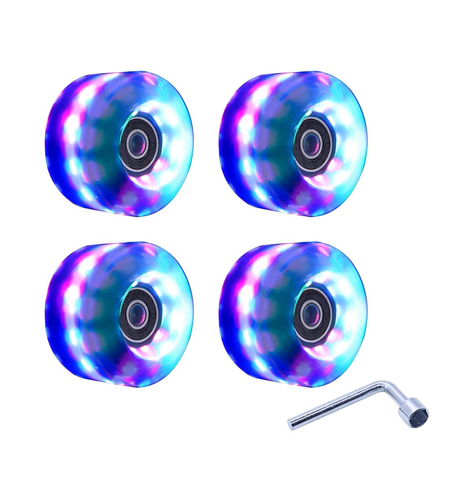 Luminous Green Roller Skate Wheels with Bearings for Double Row Skating | Indoor & Outdoor Use - Buy Online on GoSupps.com