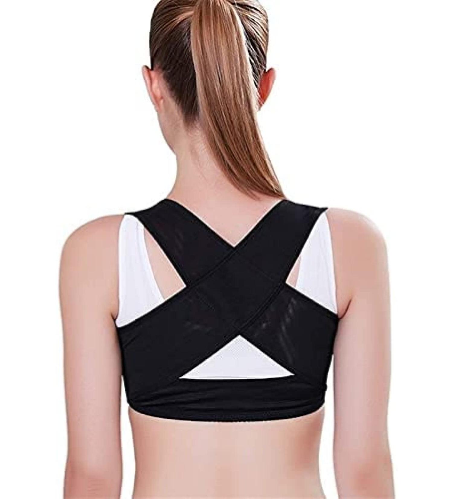Correction Posture Back Shoulder Posture Corrector Back Support Brace Belt Adjustable Strap Back Straightener Black L Black L - Buy Online on GoSupps.com