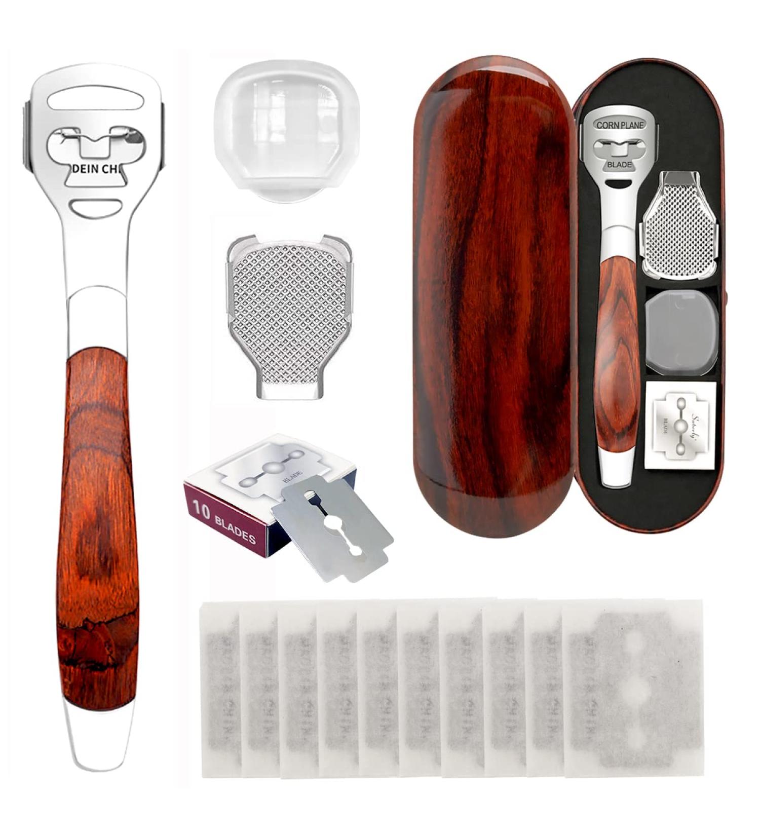 Stainless Steel Pedicure Callus Shaver Set with 10 Blades - Professional Foot File for Dead Skin Removal and Feet Care - Buy Online on GoSupps.com