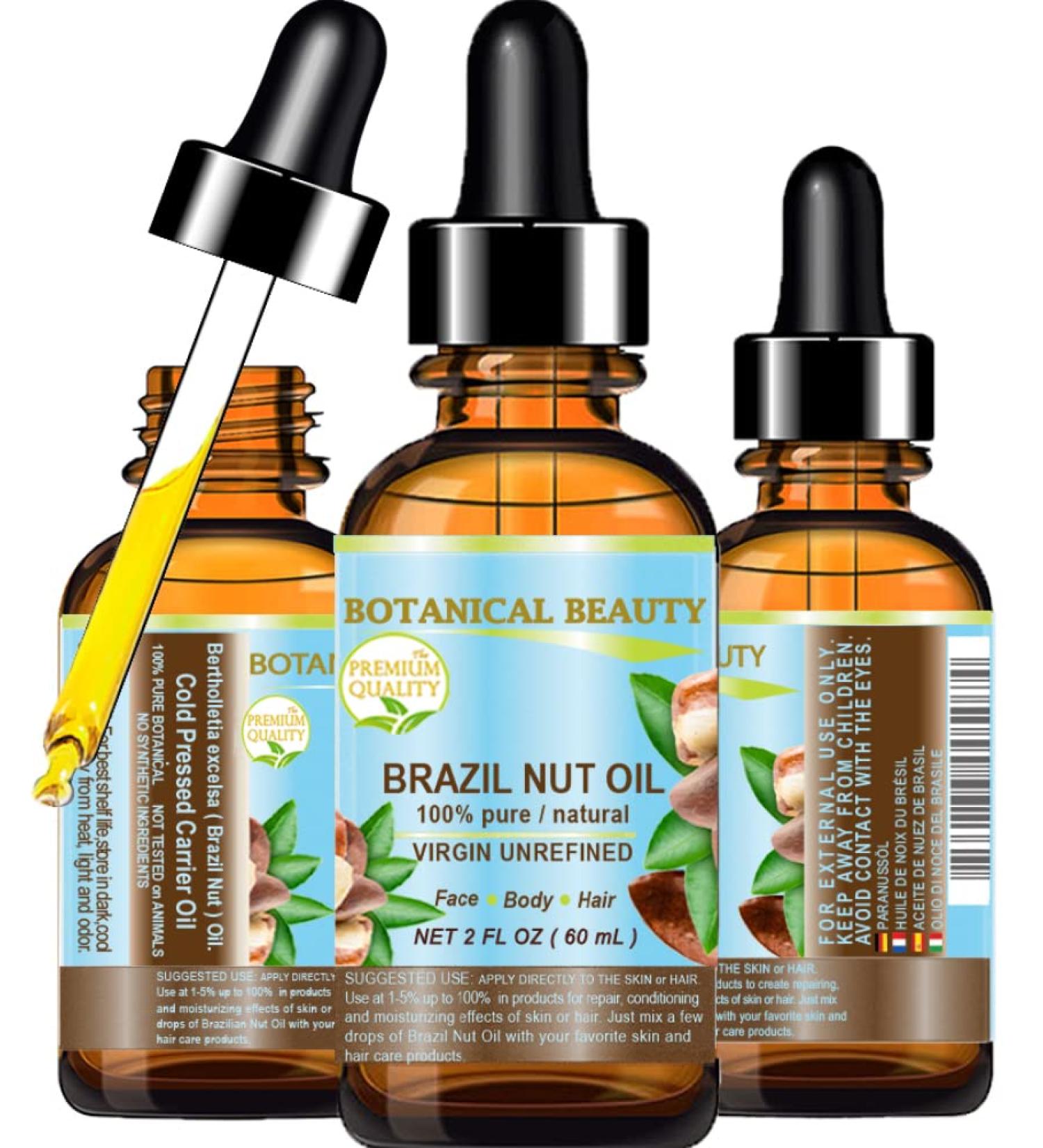 Botanical Beauty BRAZIL NUT OIL Bertholletia Excelsa WILD GROWTH RAW Brazilian 100% Pure Natural Virgin Unrefined for FACE SKIN BODY HAIR NAILS FOOT CARE (2 Fl Oz) 2 Fl Oz (Pack of 1) - Buy Online on GoSupps.com