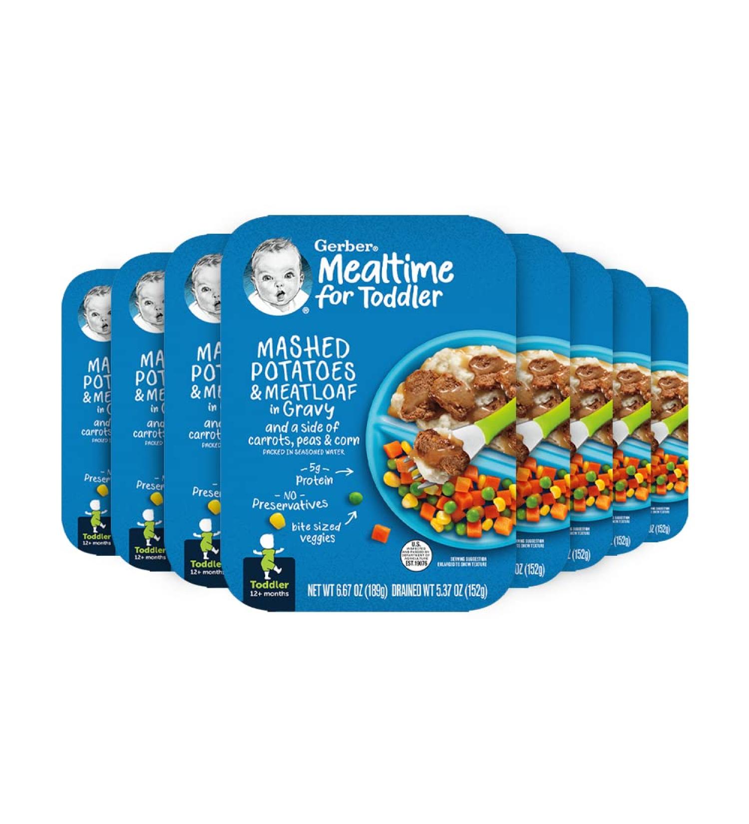 Gerber Mashed Potatoes with Meatloaf & Gravy - 8 Count (6.67 oz) | Baby Food Meals - Buy Online on GoSupps.com