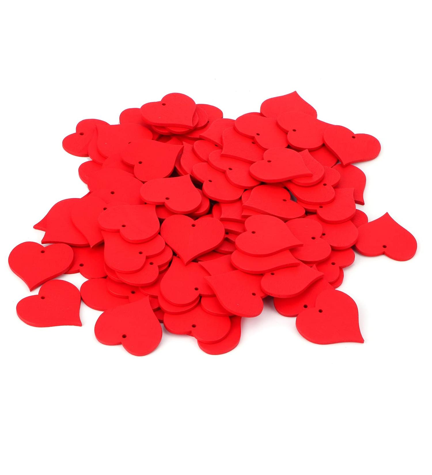 Yousiliang 100 Wooden Heart Slices - Handmade Red Heart-Shaped Pendants for DIY Crafts Wedding Decor & Tinkering - Buy Online on GoSupps.com