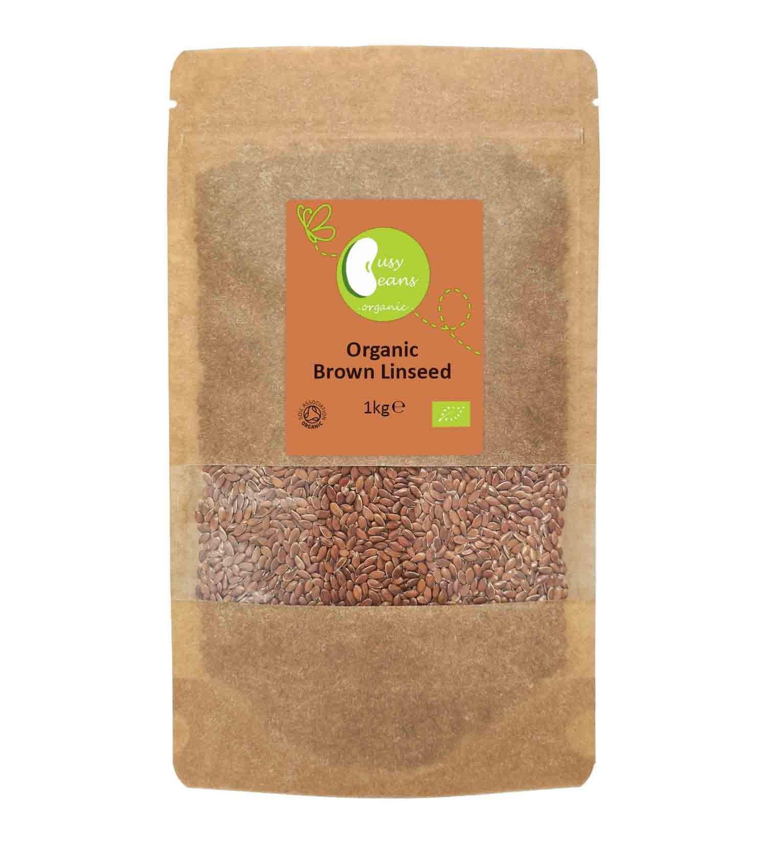 Organic Brown Linseed (Flaxseed) - Certified Organic - by Busy Beans Organic (1kg) - Buy Online on GoSupps.com
