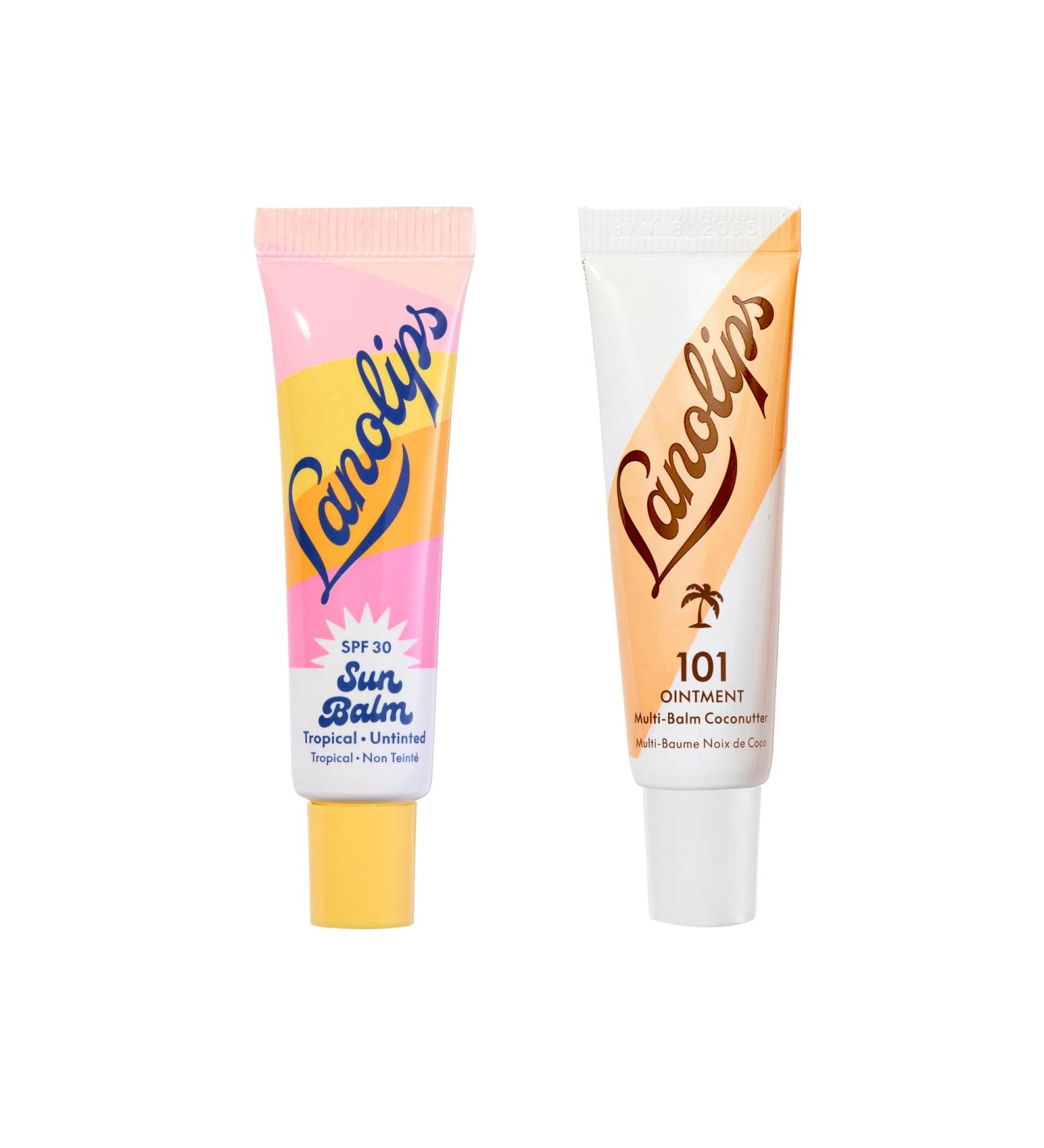 Lanolips Sun & Rescue Lip Duo Sun Balm Tropical SPF 30 (0.44 oz) & 101 Ointment Coconutter (0.35 oz) for Hydrated Protected and Healthy Lips - Buy Online on GoSupps.com