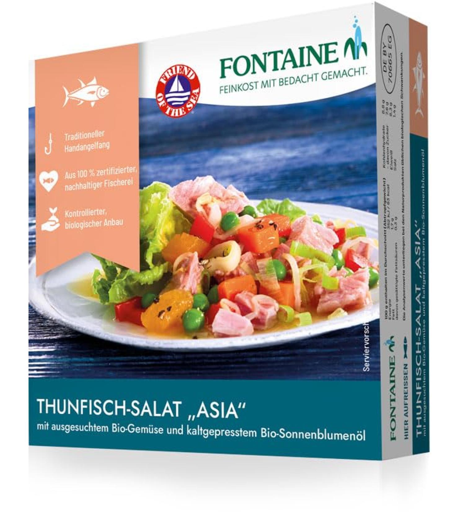 Fontaine Tuna Salad Asia - 200g 5 Pack | 100% Sustainable Bonito Tuna & Organic Vegetables - International Shipping Available - Buy Online on GoSupps.com