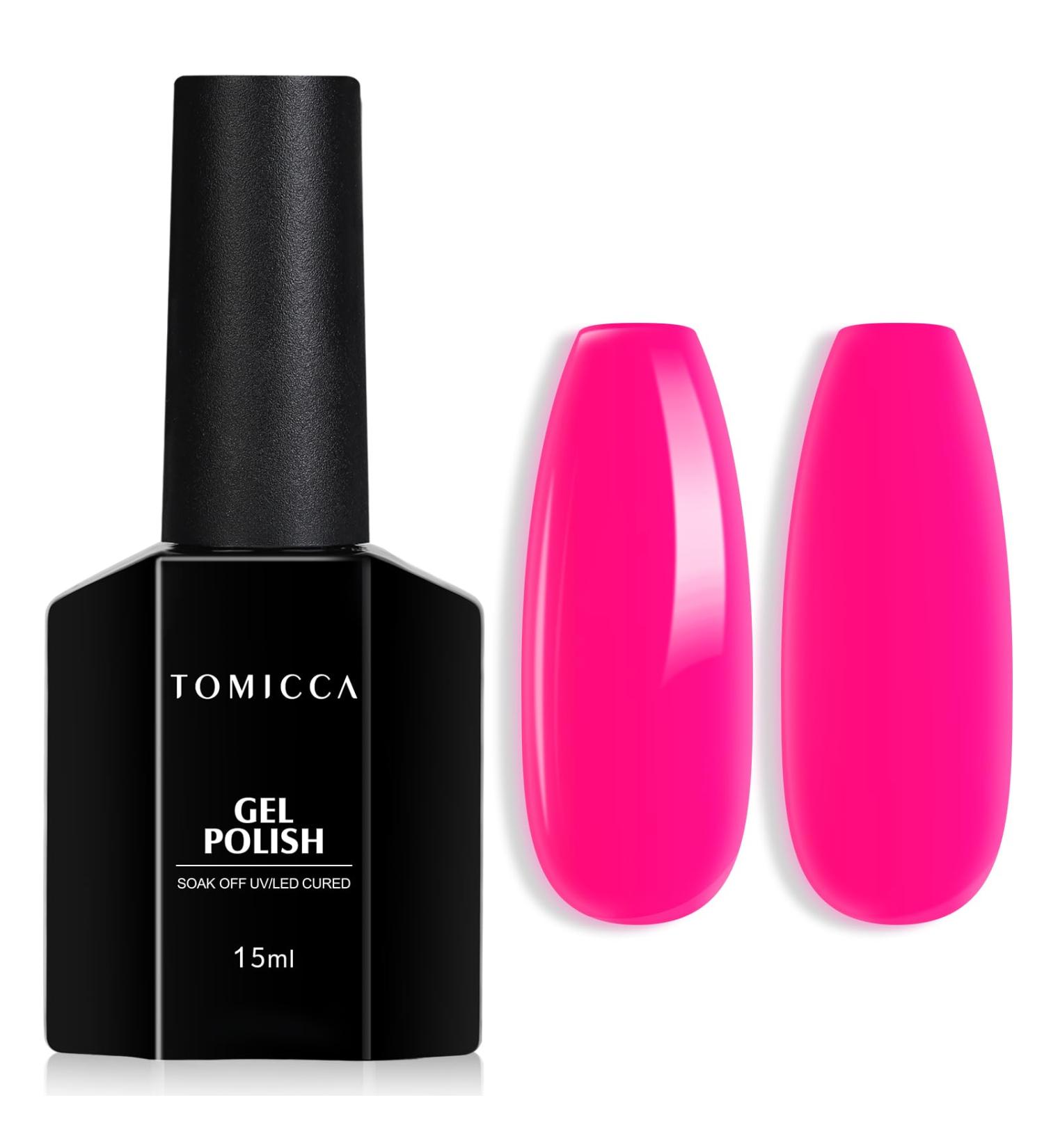 TOMICCA Neon Pink Gel Nail Polish 15ML - Long Lasting, High Gloss, Chip Resistant | UV LED Lamp Required | DIY Manicure Salon Quality - Buy Online on GoSupps.com
