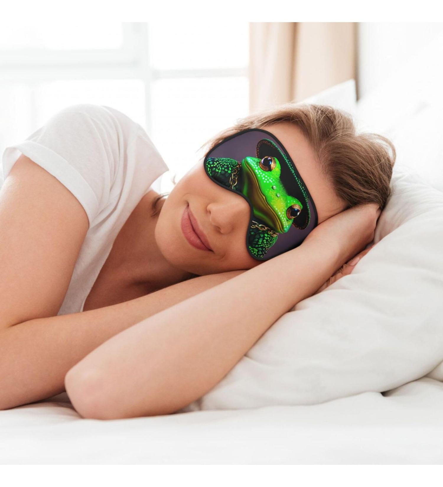 Cute Frog Print Eye Mask | Soft Sleeping Eye Cover for Travel & Naps | Unisex Black Eyeshade - Buy Online on GoSupps.com