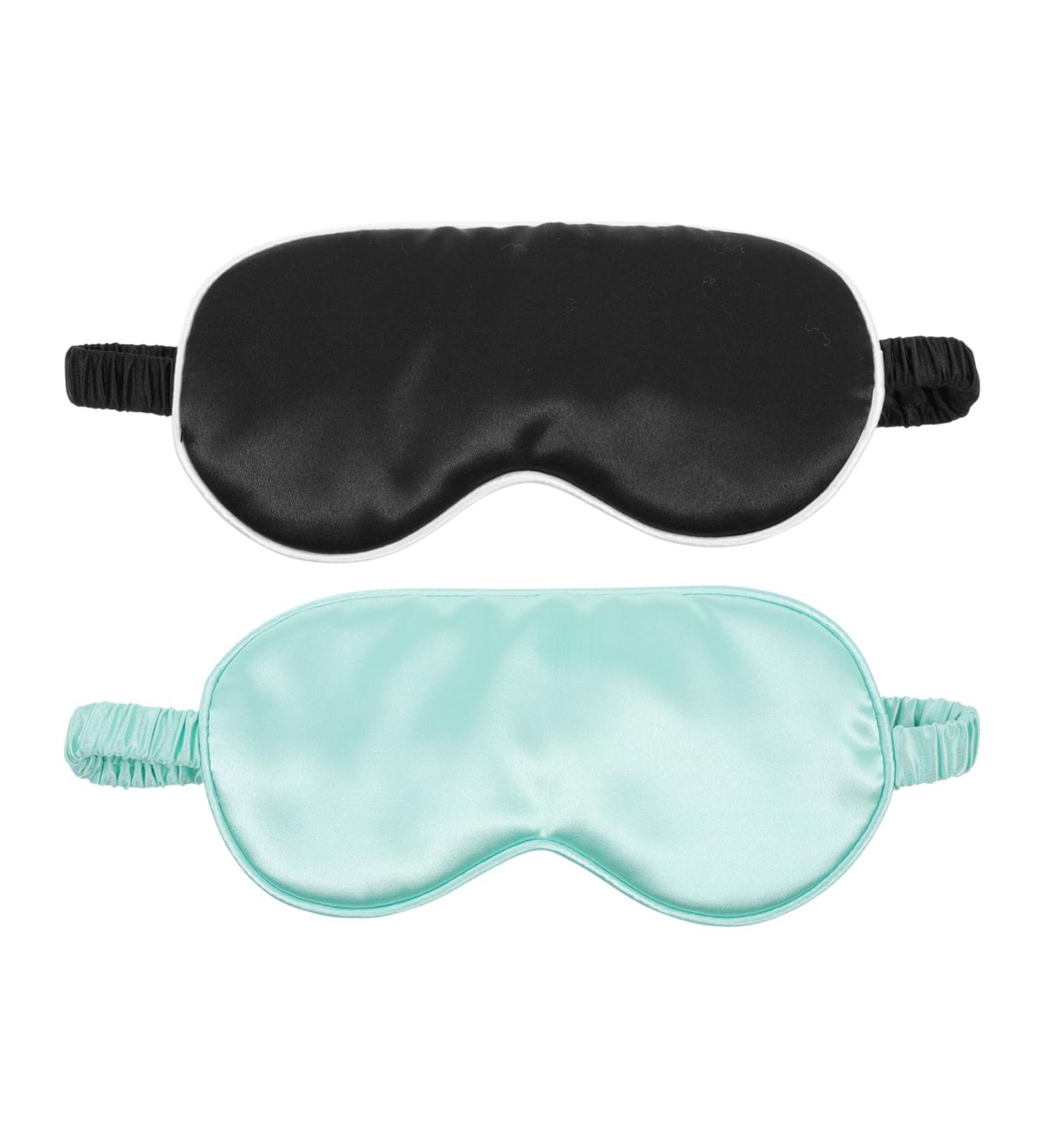 Mikinona 2 pi ces de Sommeil Soie Imit e Lot de Masques pour Yeux Occultant et pour Voyage Maison Noir Vert - Buy Online on GoSupps.com