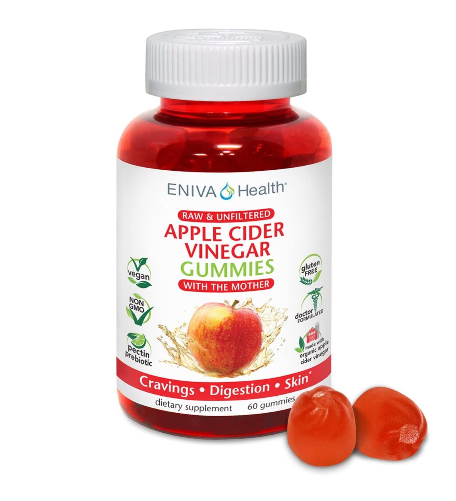 Organic Apple Cider Vinegar Gummies - Eniva Health 60 Ct | Vegan Non-GMO Detox Immunity Booster - Buy Online on GoSupps.com