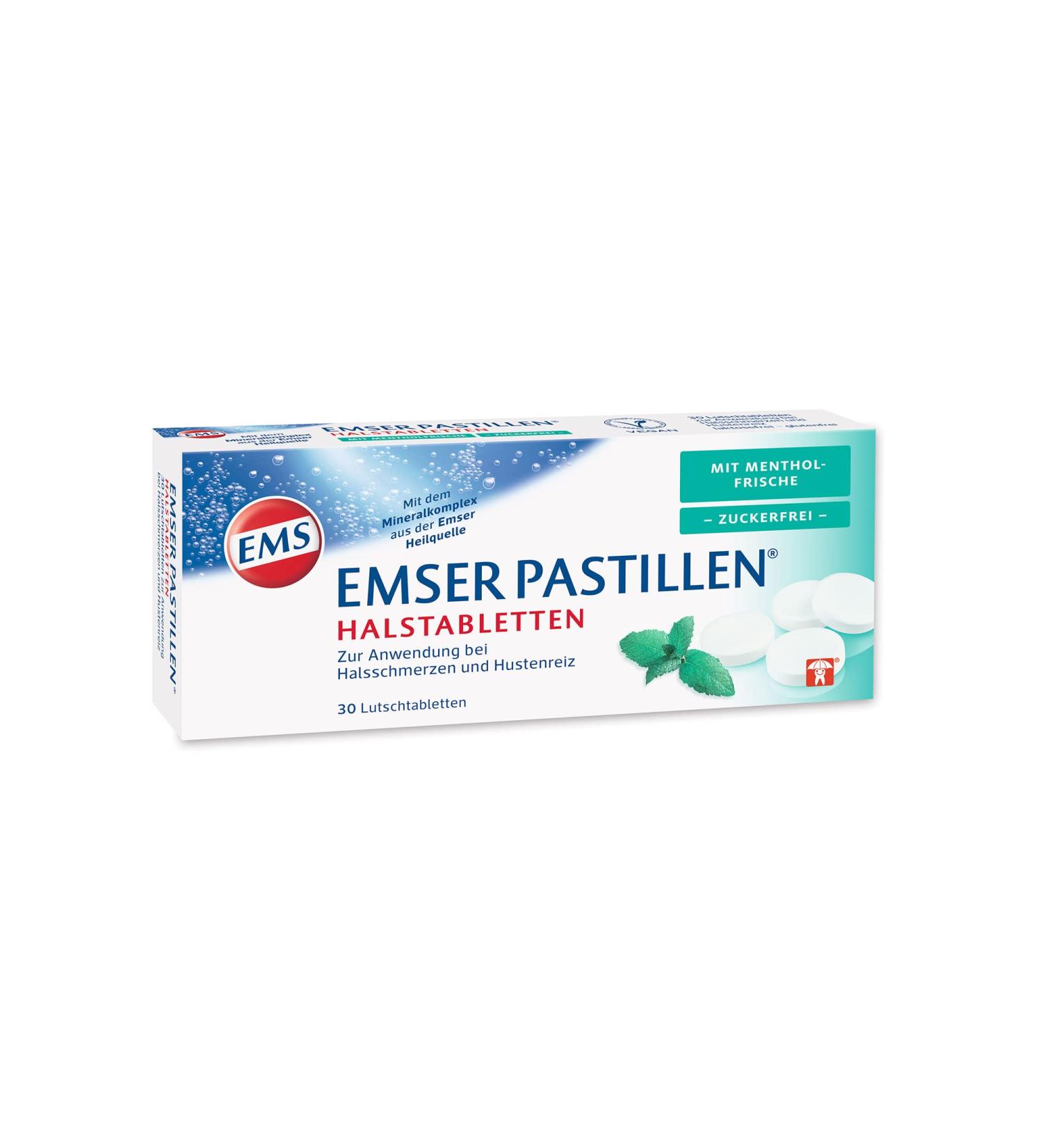 Emser Pastilles Half Tablets - Sugar-Free Menthol Freshness for Sore Throat & Cough Relief - 30 Pieces - Buy Online on GoSupps.com