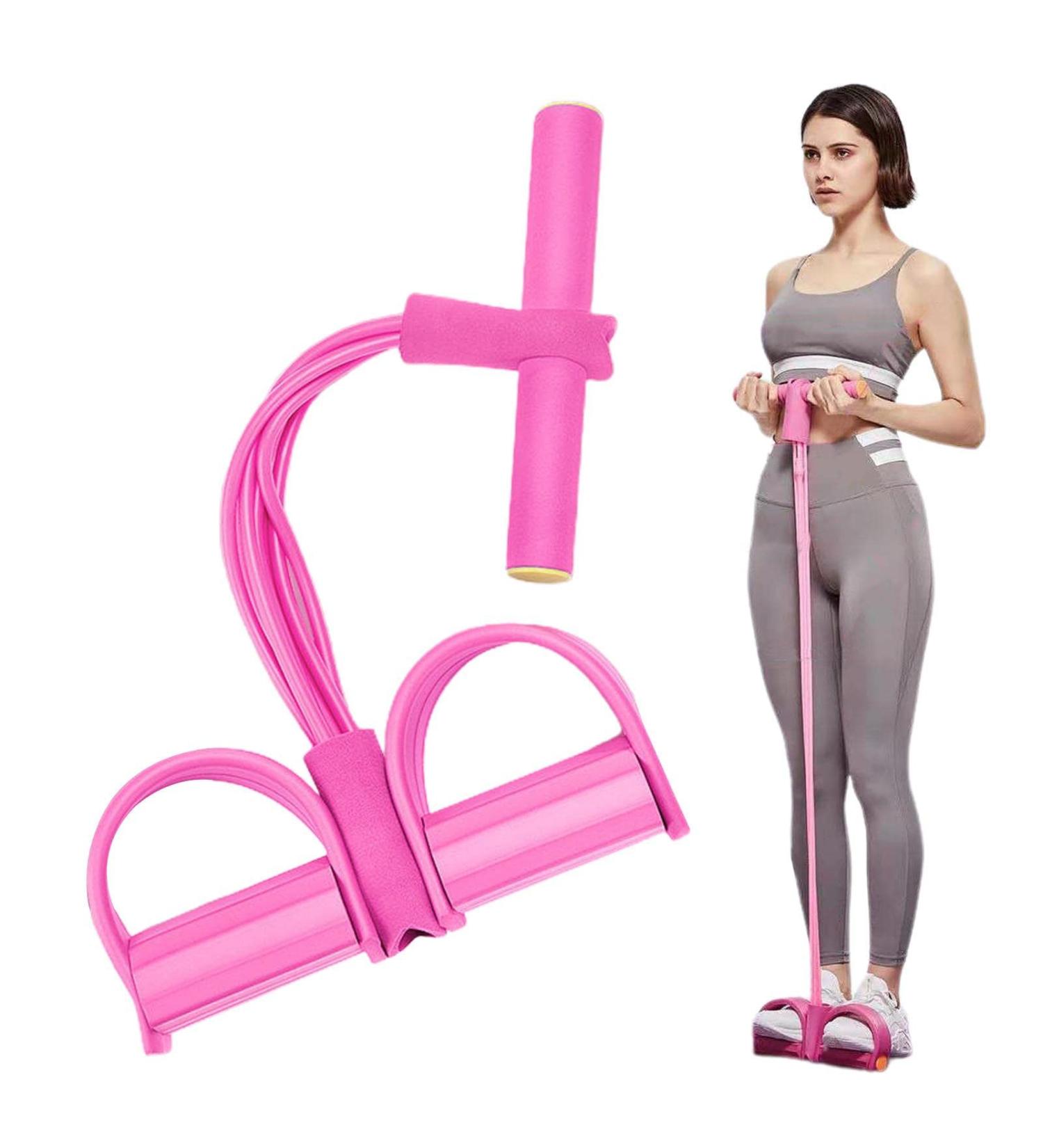 21 Fitness Resistance Bands-6 Tube Pedal Ankle Puller Elastic Exercise Bands with Handles Pull Rope for Waist Arm Leg Train Pink - Buy Online on GoSupps.com
