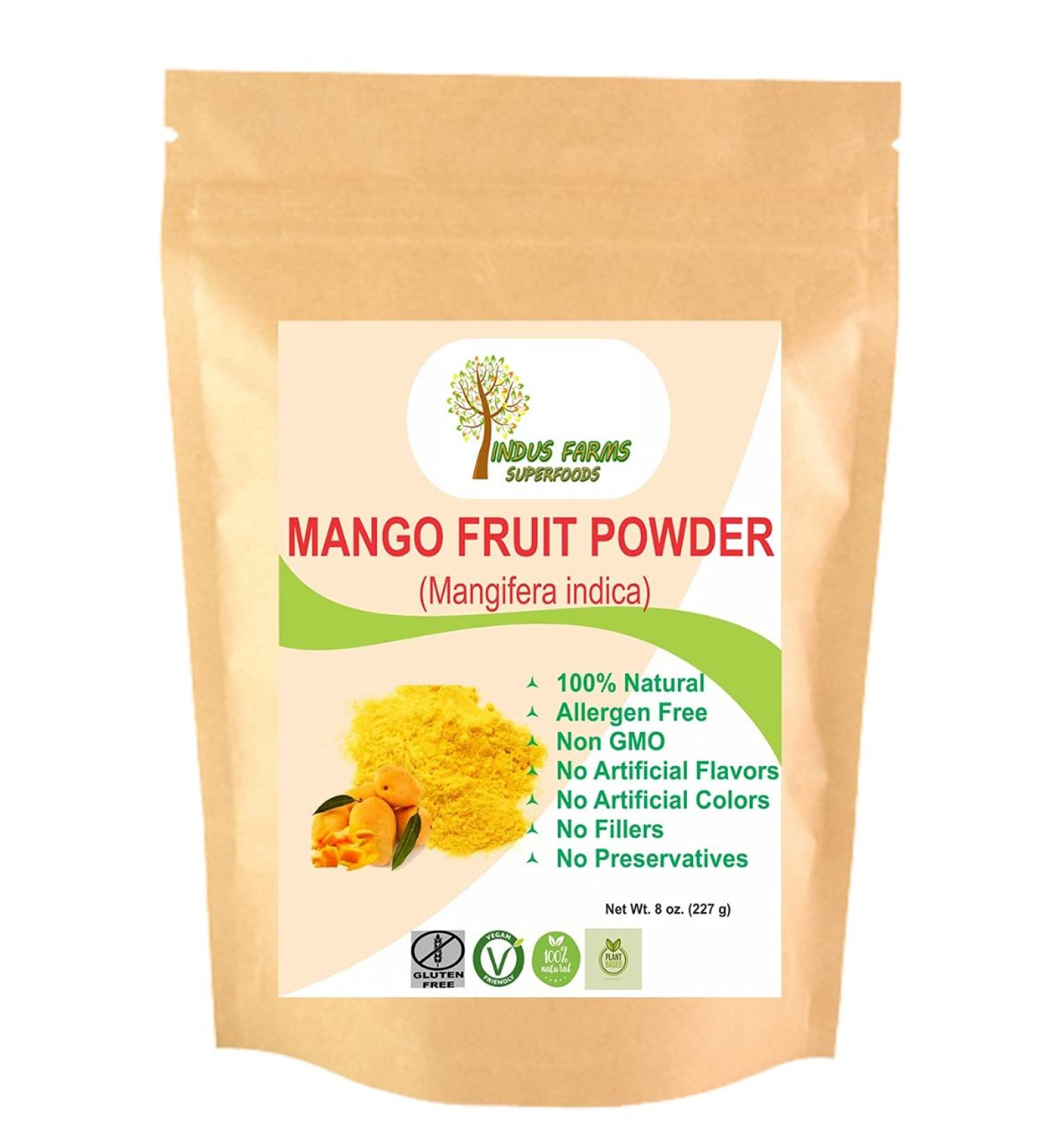 Indus Farms 100% Natural Mango Fruit Powder 8 oz - Perfect for Smoothies, Juices, Baking & More - GMO-Free & Vegan - 8 Ounce - Buy Online on GoSupps.com