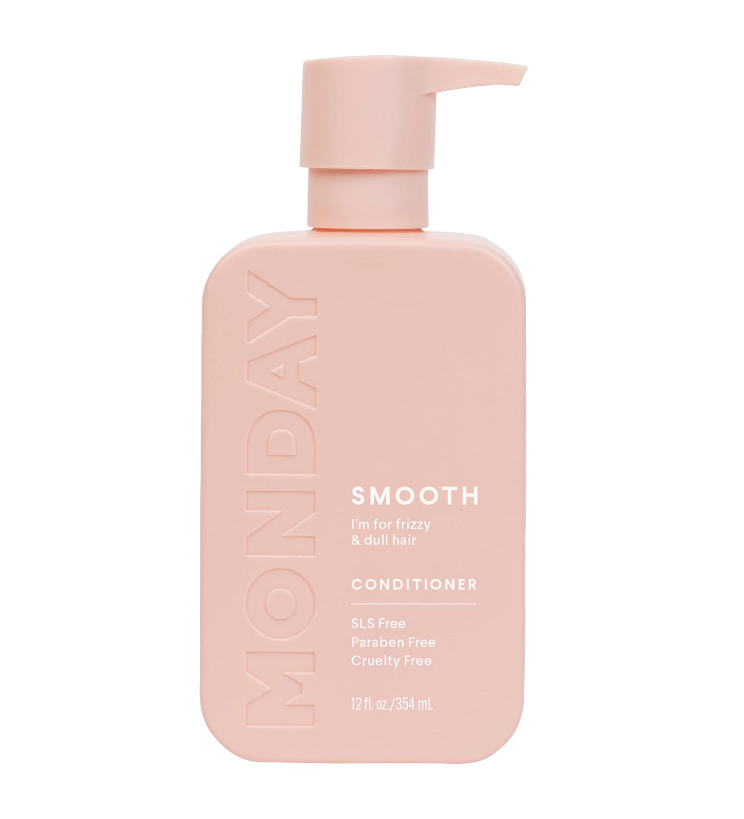 MONDAY HAIRCARE Smooth Conditioner 12oz for Frizzy, Coarse, and Curly Hair | Coconut Oil, Shea Butter, Vitamin E | 100% Recyclable Bottles | Pink (10433) - Buy Online on GoSupps.com