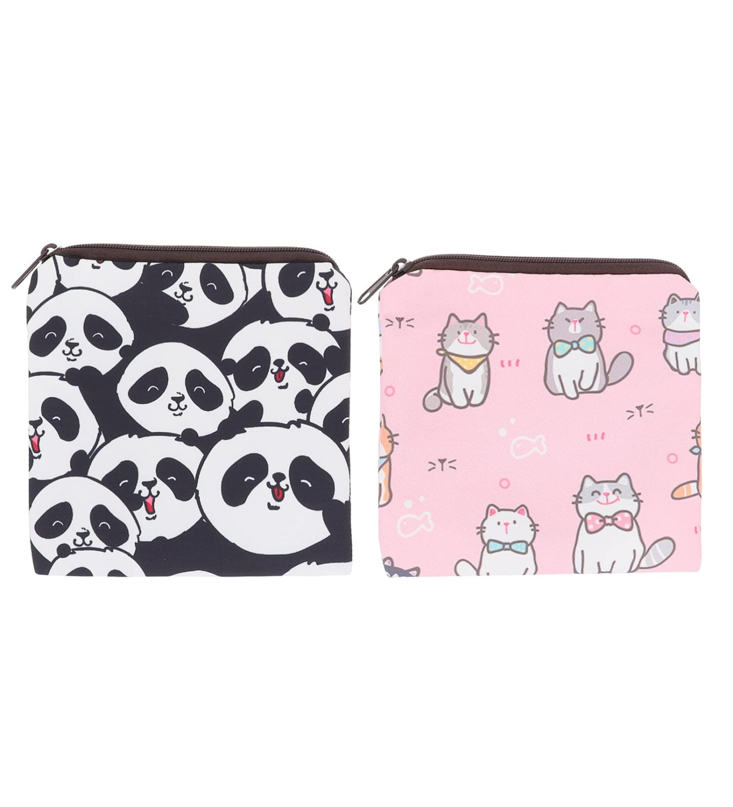 Healifty Sanitary Napkin Storage Bag - Cute Cartoon Animal Design - Tampons Pouch for Girls & Women - Set of 2 - Buy Online on GoSupps.com