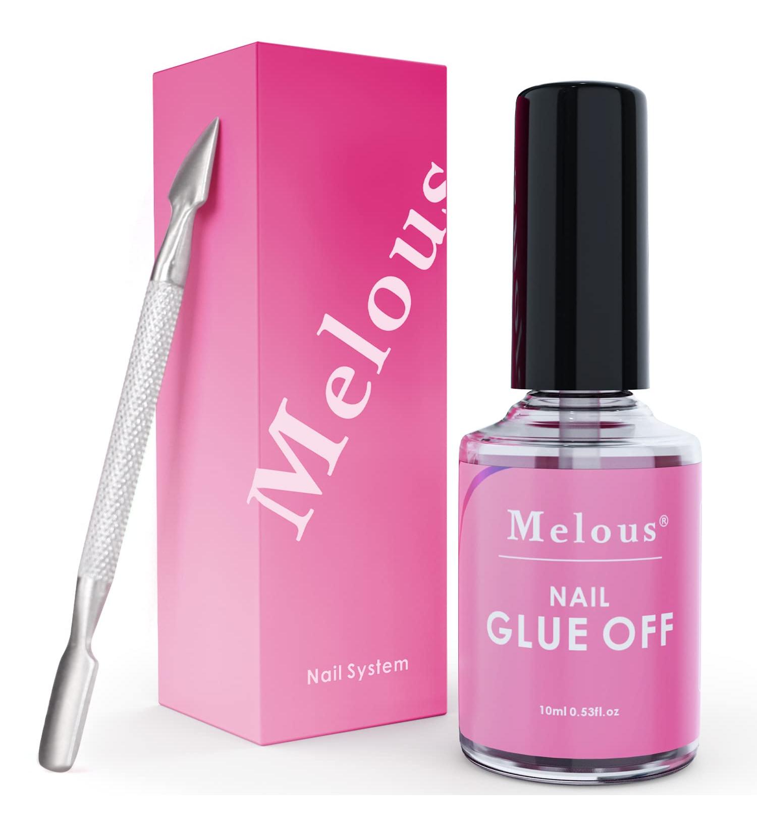 Melous Nail Glue Debonder 10ml - Nail Glue Remover with Cuticle Pusher for Acrylic & False Nails - Buy Online on GoSupps.com