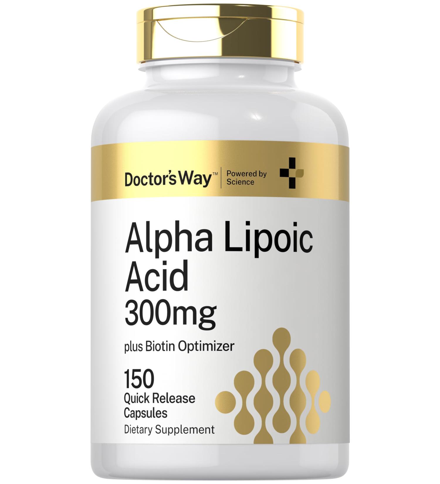 Doctor's Way Alpha Lipoic Acid 300mg | 150 Capsules | with Biotin Optimizer | ALA Supplement | Non-GMO Gluten Free - Buy Online on GoSupps.com