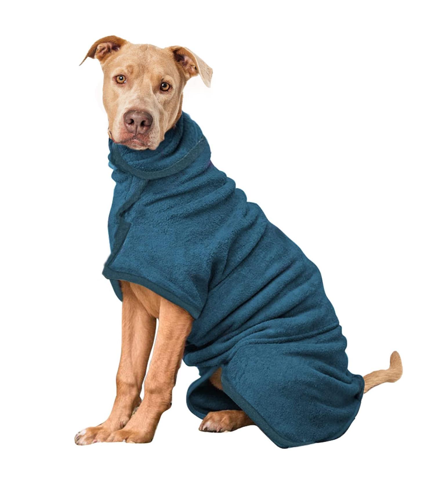 Pettom Dog Bumper Microfiber Bathing Towel - Quick-Drying Bathroom Accessory for Small Medium & Large Dogs (XXL Dark Blue) - Buy Online on GoSupps.com