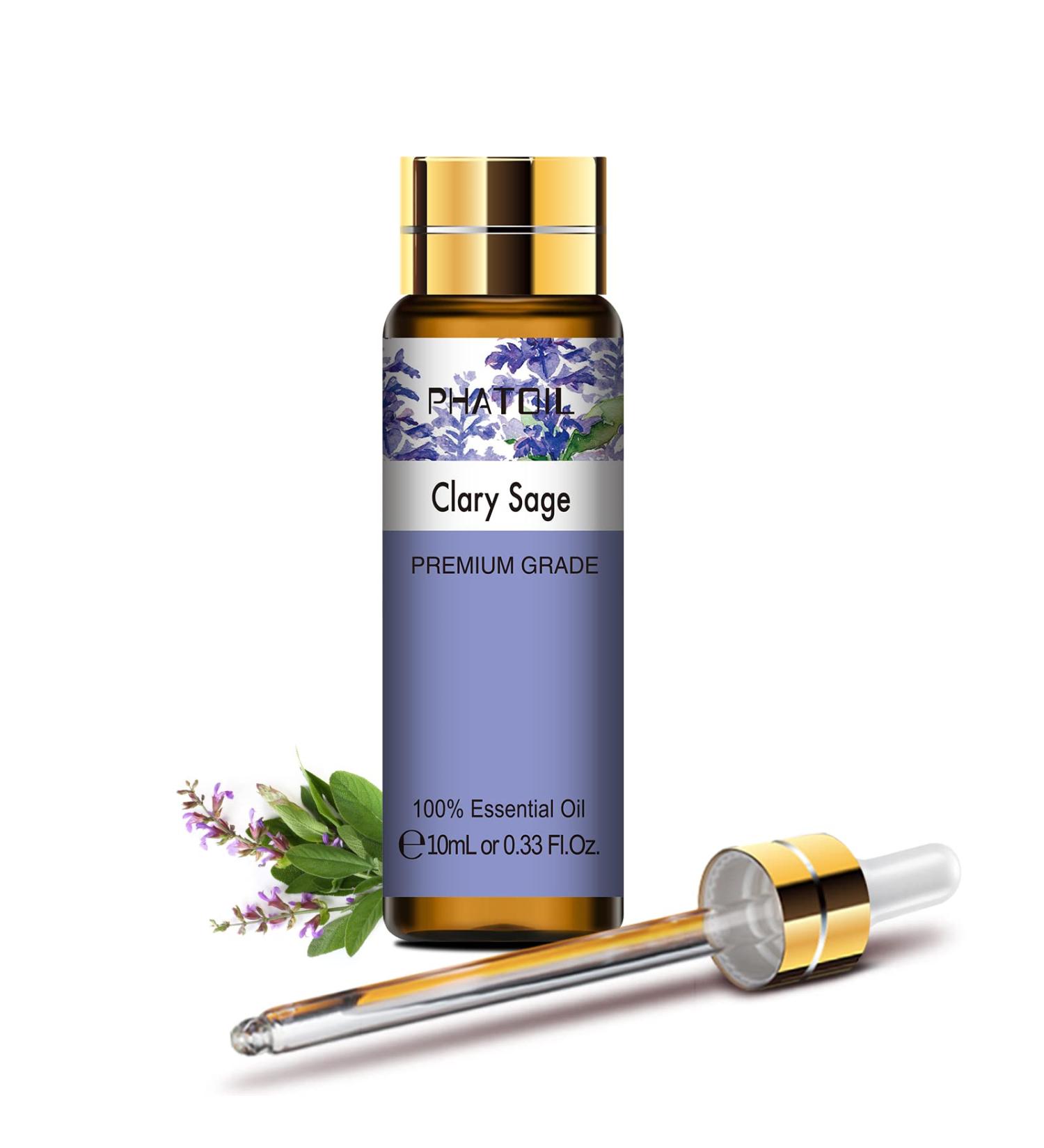 PHATOIL Clary Sage Essential Oil 10ML - 100% Pure & Undiluted - Cruelty-Free - Ideal for Home Diffusers - Pack of 1 - Buy Online on GoSupps.com