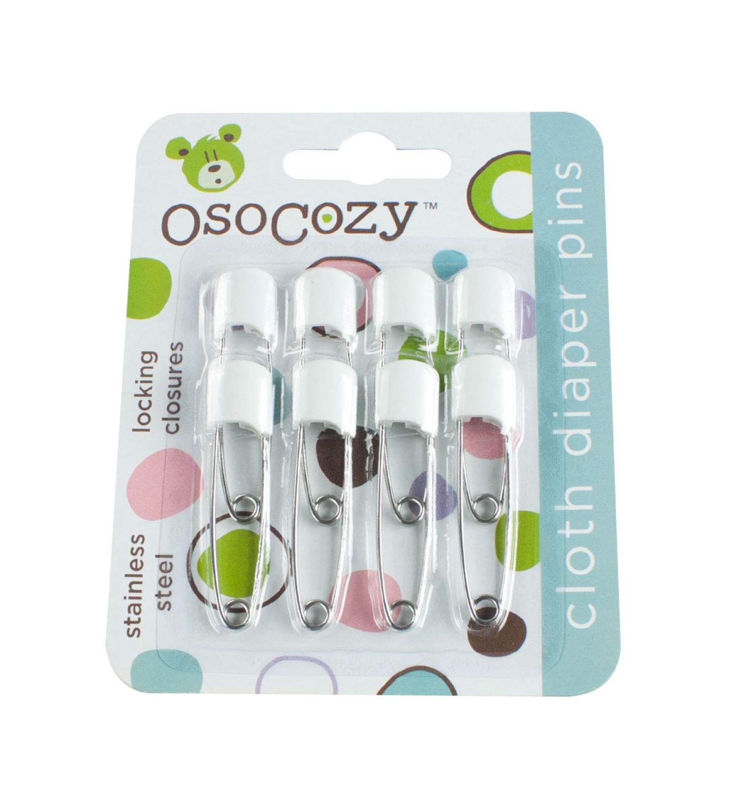 OsoCozy Diaper Pins - White Stainless Steel with Safe Locking Closure - 8 Count - Buy Online on GoSupps.com
