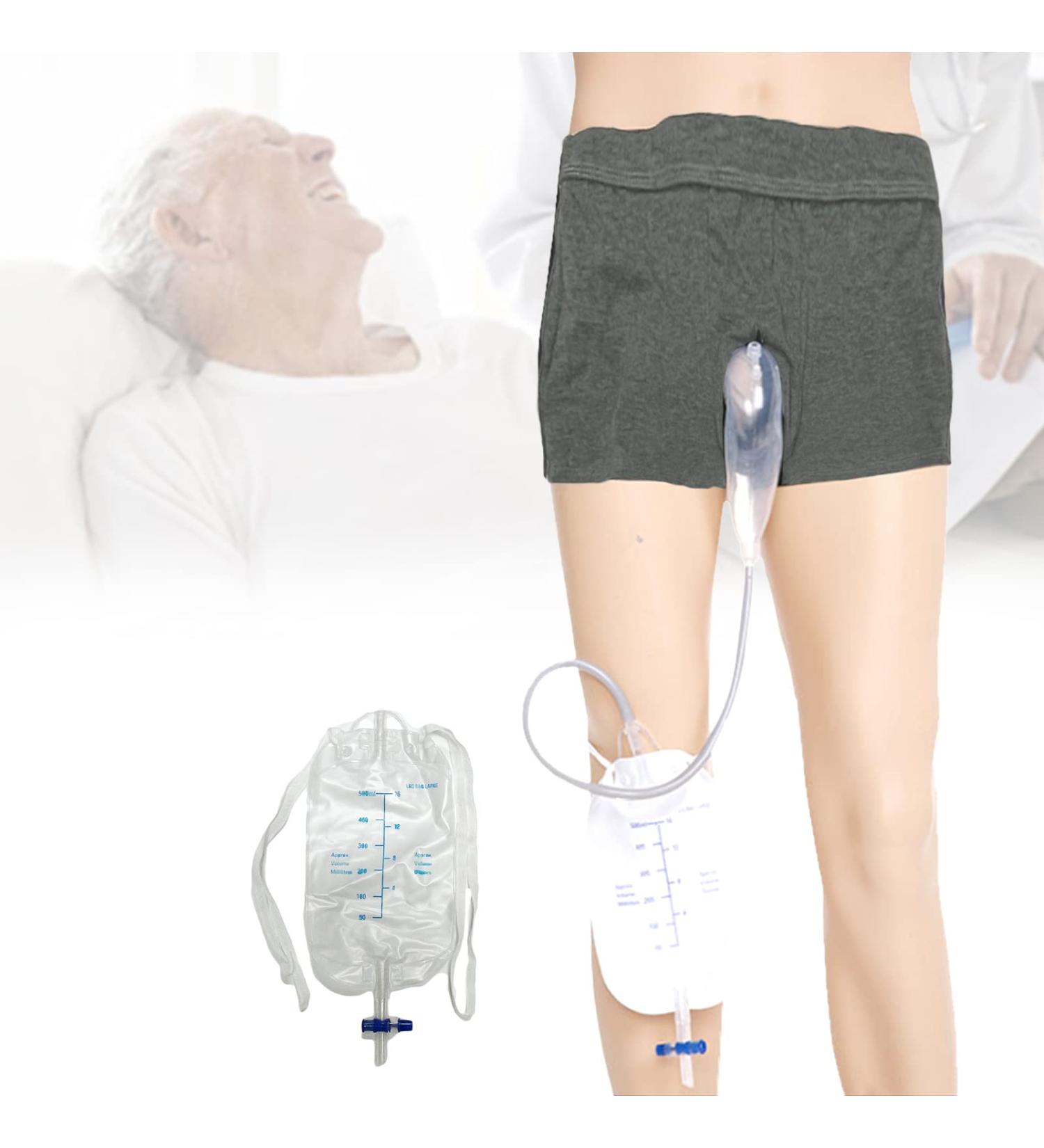 Urine System Holder Bag - 500ml Portable Wearable Men's Urinary Male Pee Bag Spill Proof Collector Urinary Drainage Stabilizatio Device for Incontinence Patient (S) Small - Buy Online on GoSupps.com
