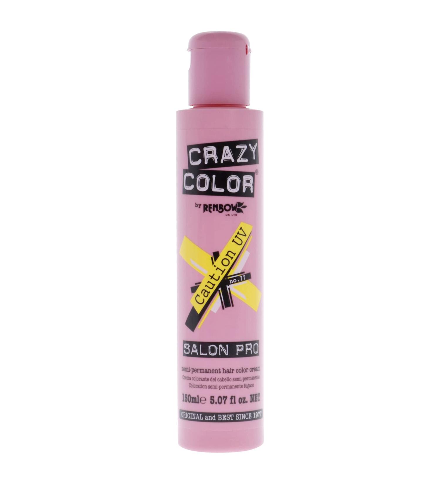 Crazy Color Salon Pro Semi Permanent Hair Color - 77 Caution | 5.07 oz | Vibrant Shades for Women | International Shipping Available - Buy Online on GoSupps.com
